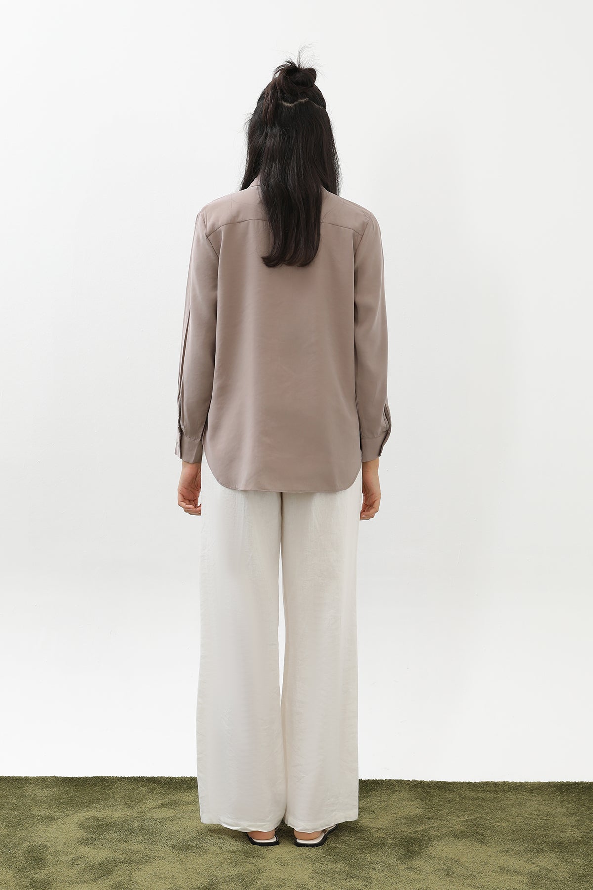 Kadın Sedef Düğmeli Kısa Gömlek -20647GML