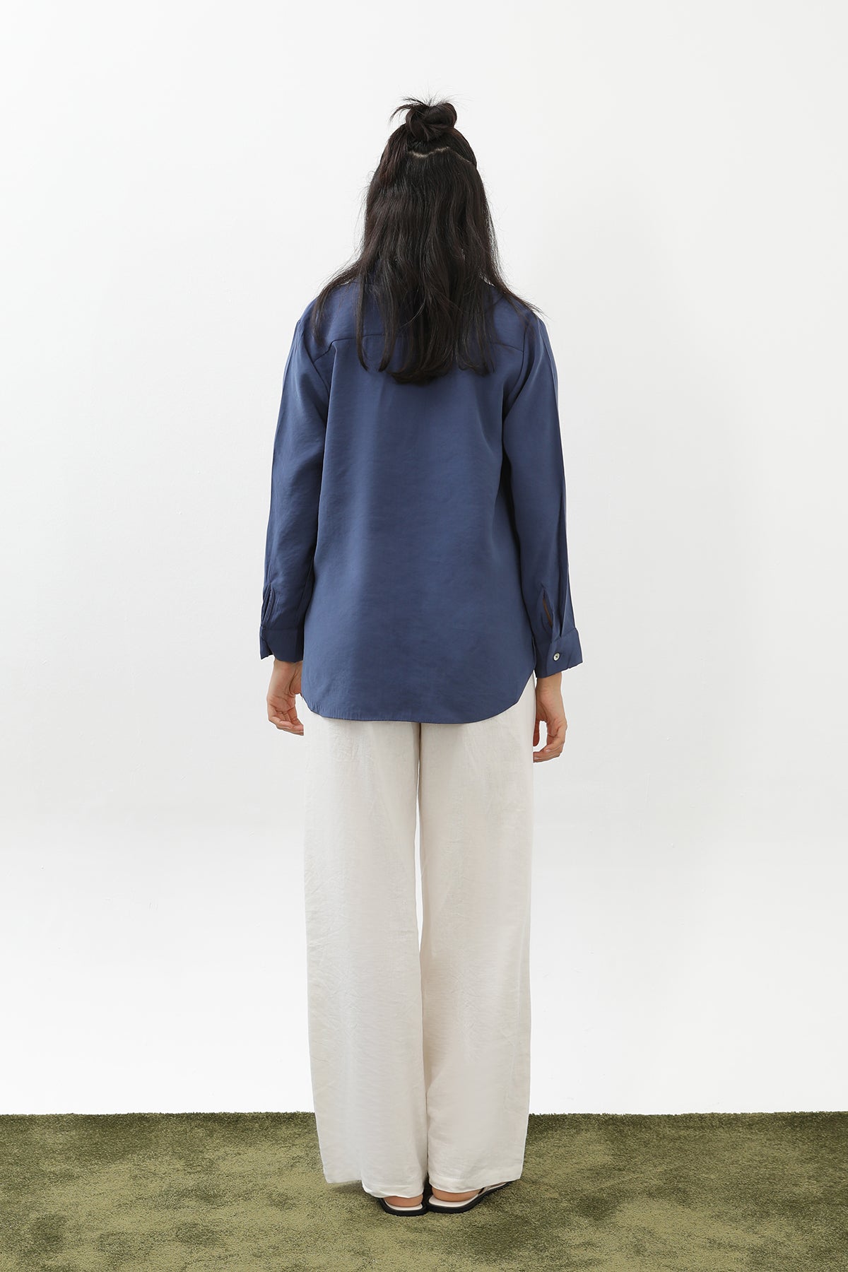 Kadın Sedef Düğmeli Kısa Gömlek -20647GML