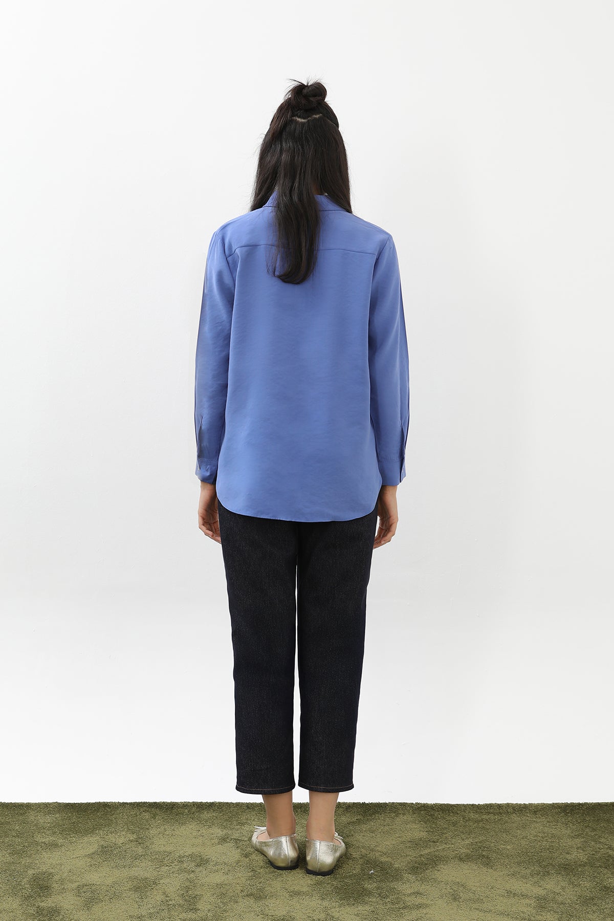 Kadın Sedef Düğmeli Kısa Gömlek -20647GML