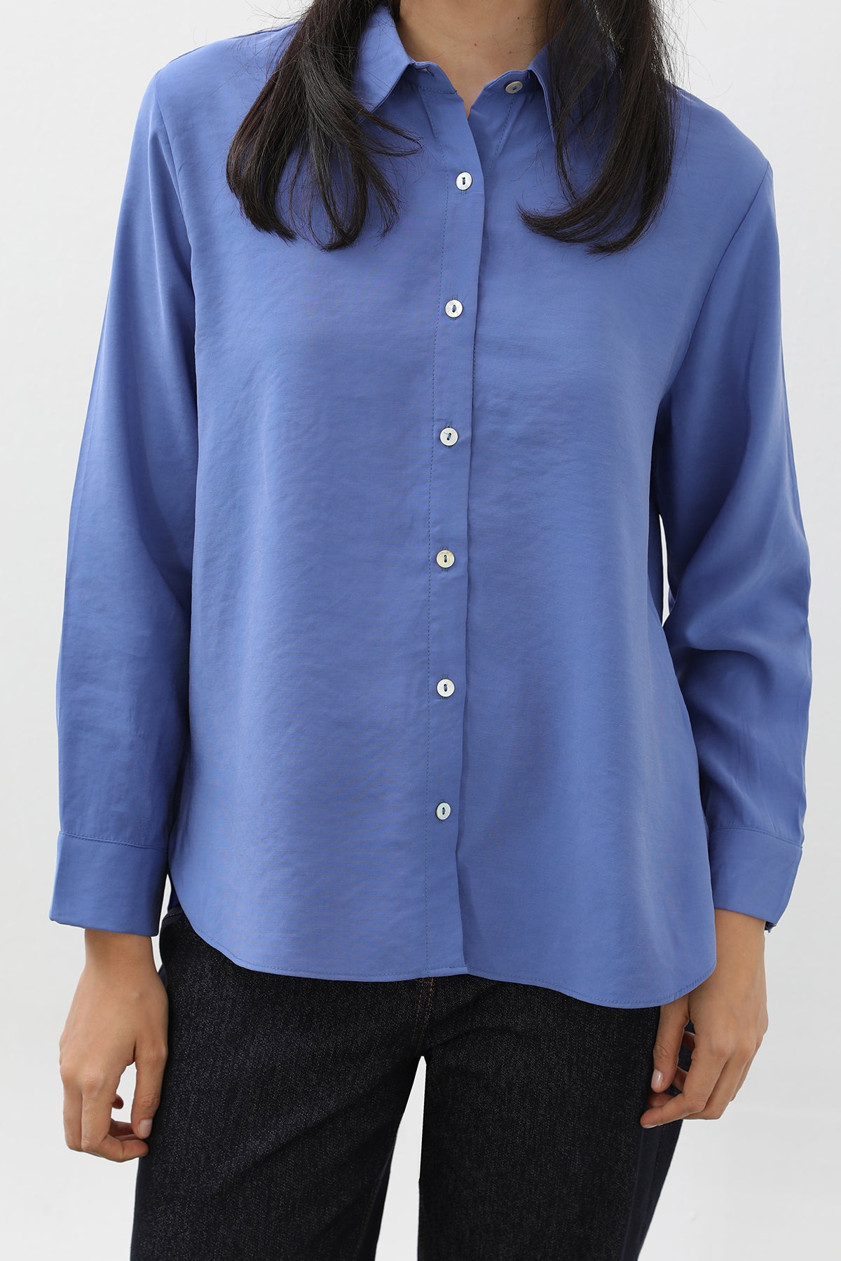 Kadın Sedef Düğmeli Kısa Gömlek -20647GML