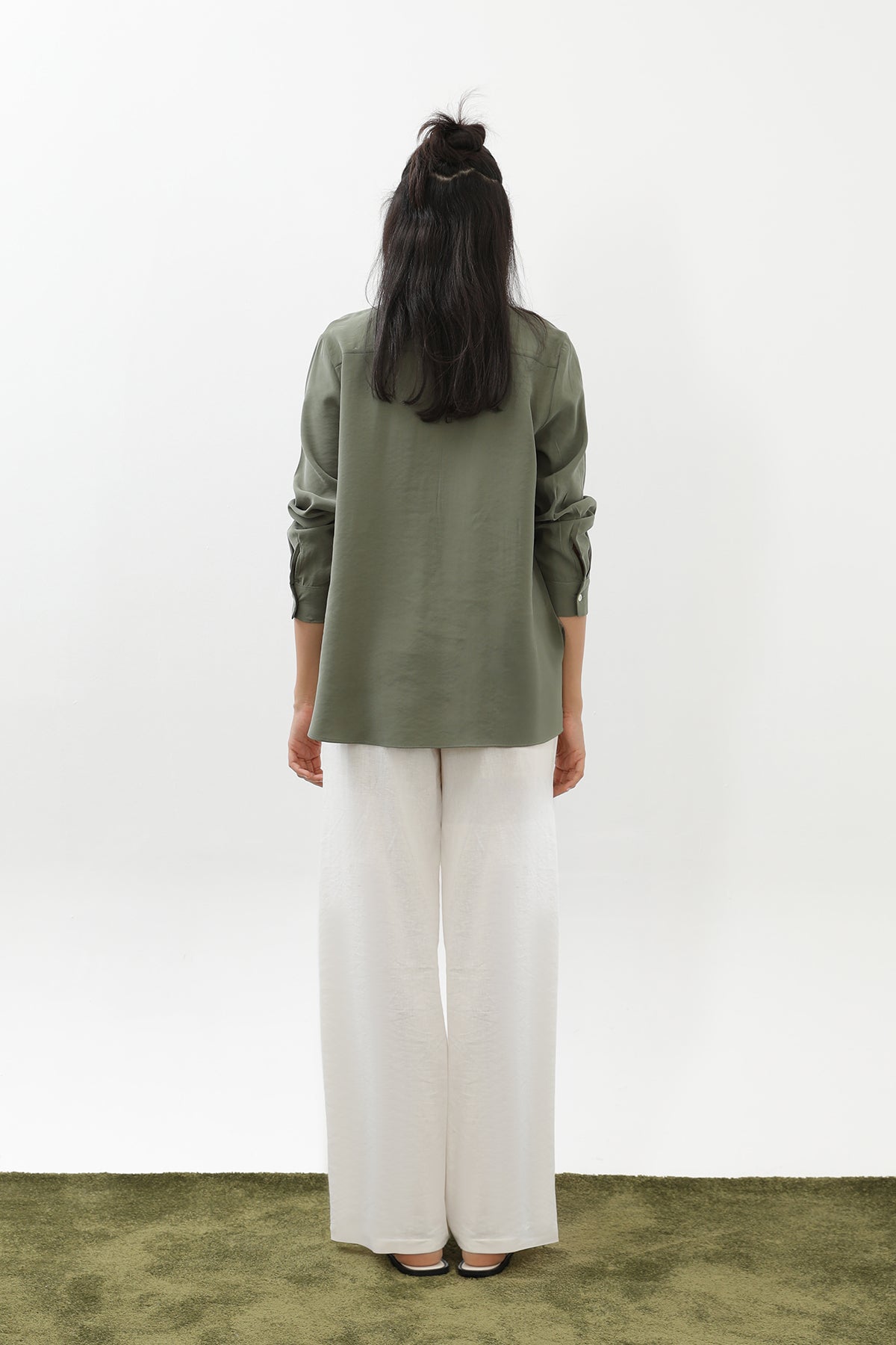 Kadın Sedef Düğmeli Kısa Gömlek -20647GML