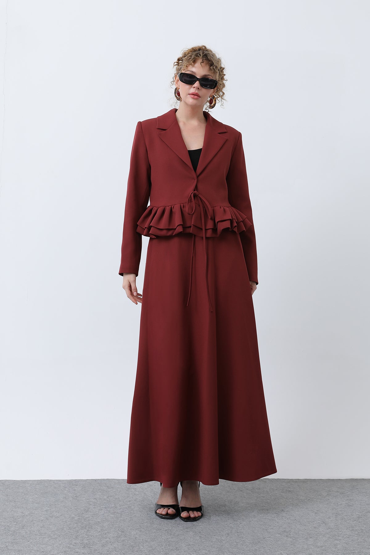 Kadın Volan Detaylı Ceketli Takım - 20650TKS