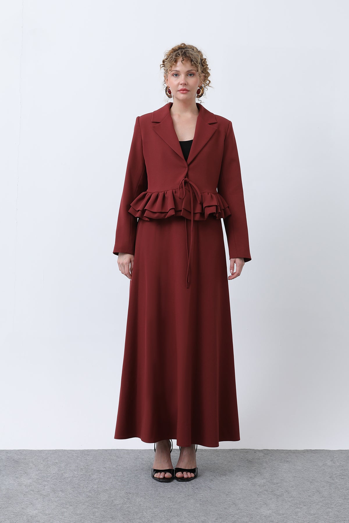 Kadın Volan Detaylı Ceketli Takım - 20650TKS