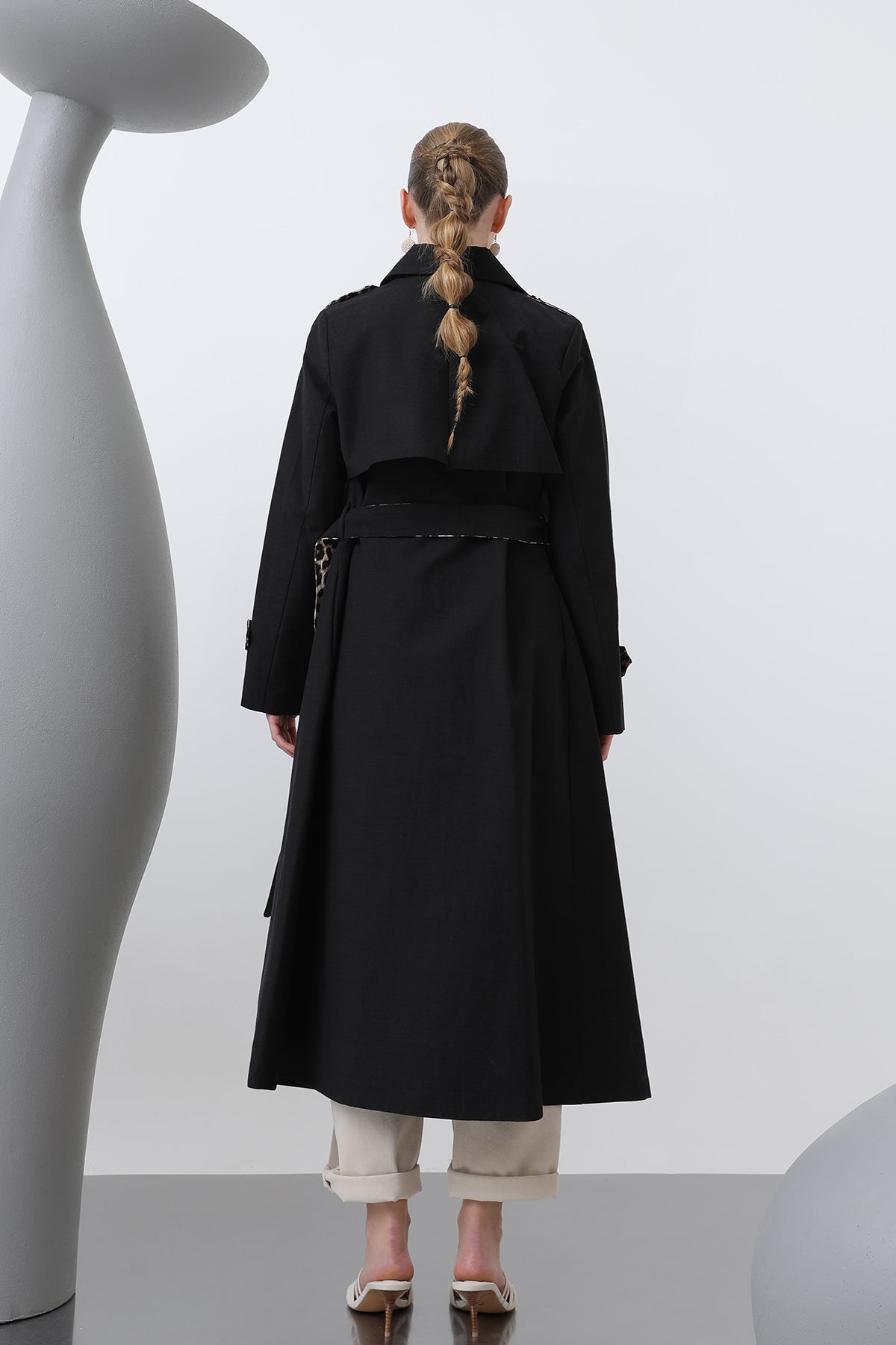 Kadın Leopar Garnili Trench - 32113TRC