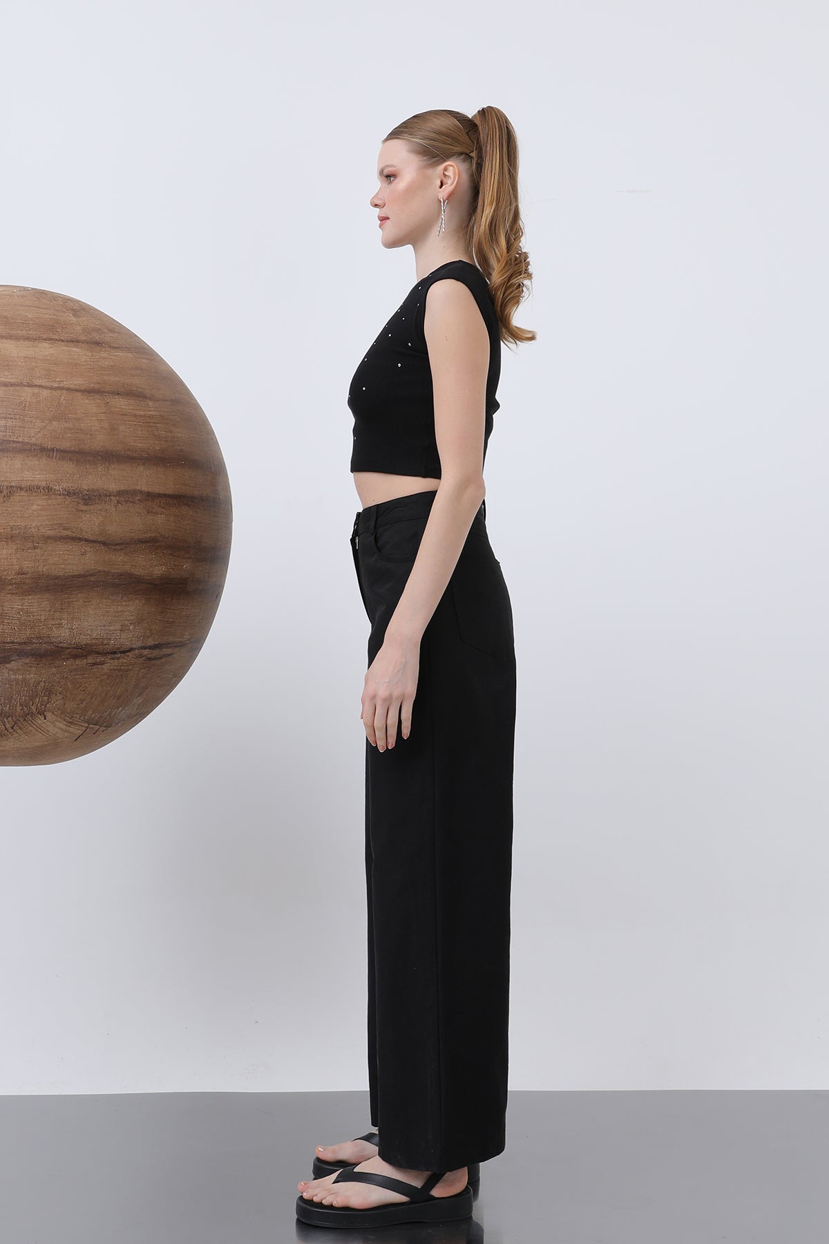 Kadın Cep Detaylı  Bol Pantolon - 32116PNT