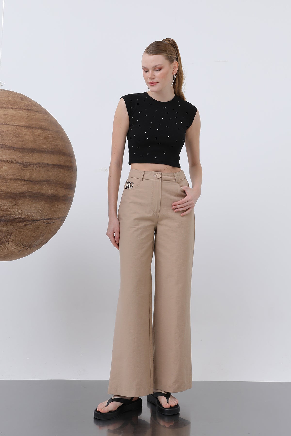 Kadın Cep Detaylı  Bol Pantolon - 32116PNT