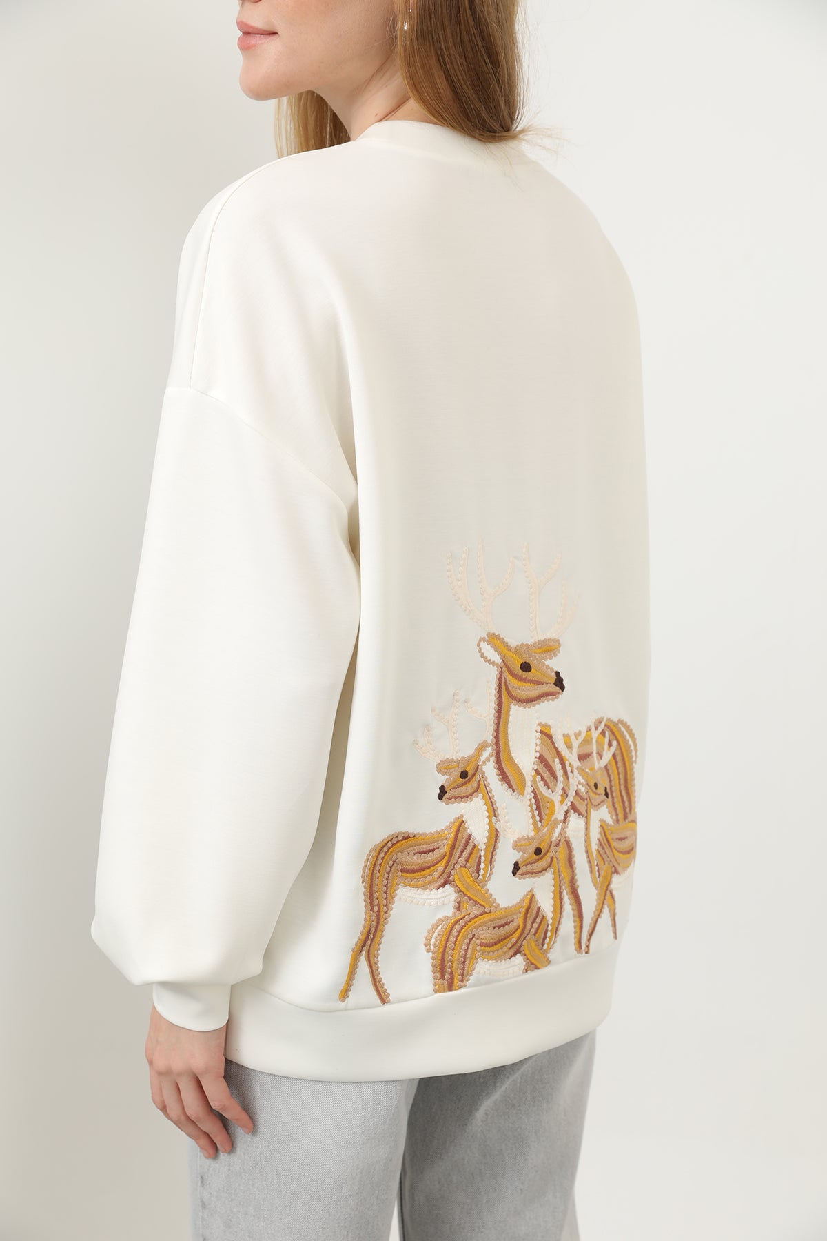 Kadın Arkası Geyikli Sweat - 32118SWT