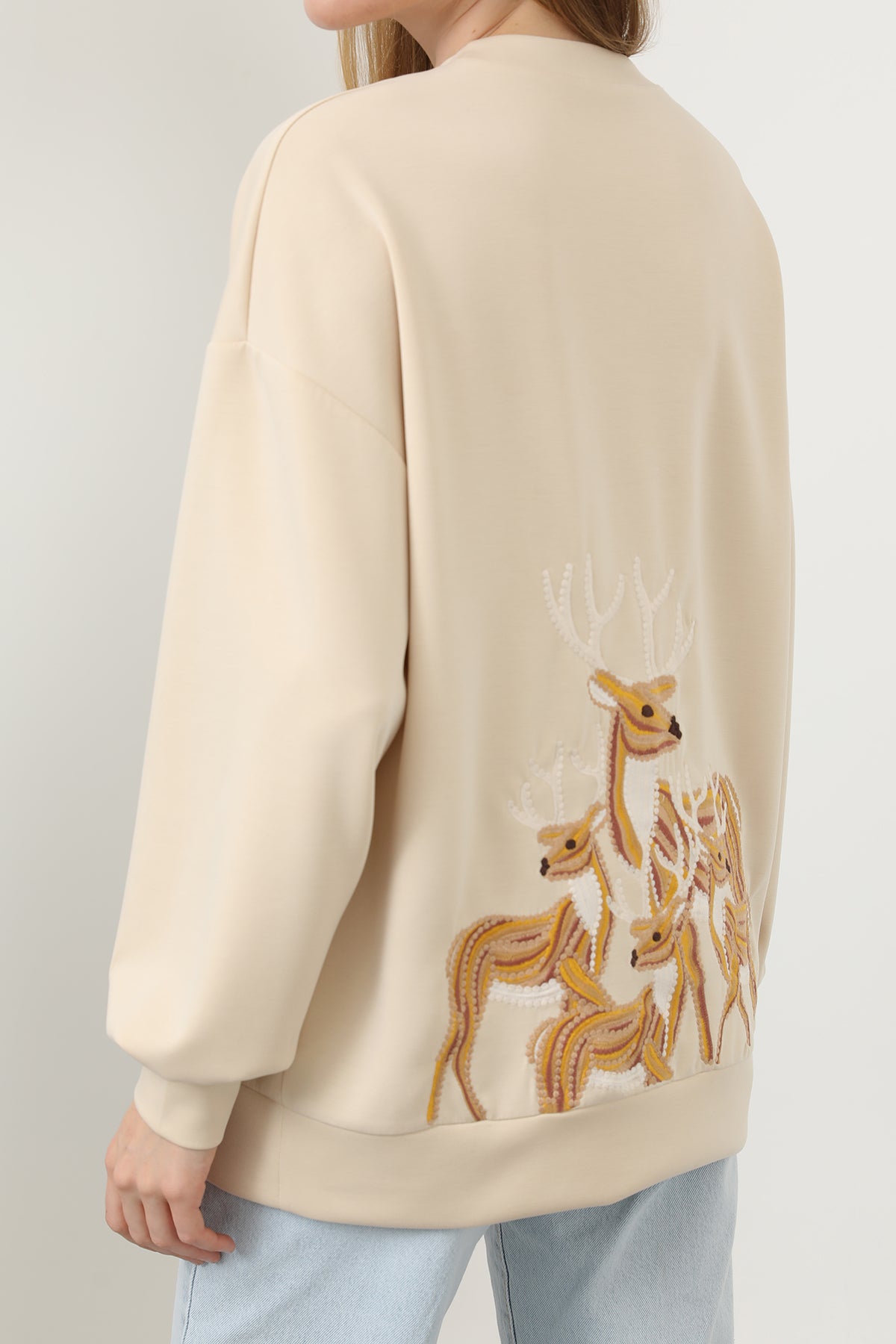 Kadın Arkası Geyikli Sweat - 32118SWT