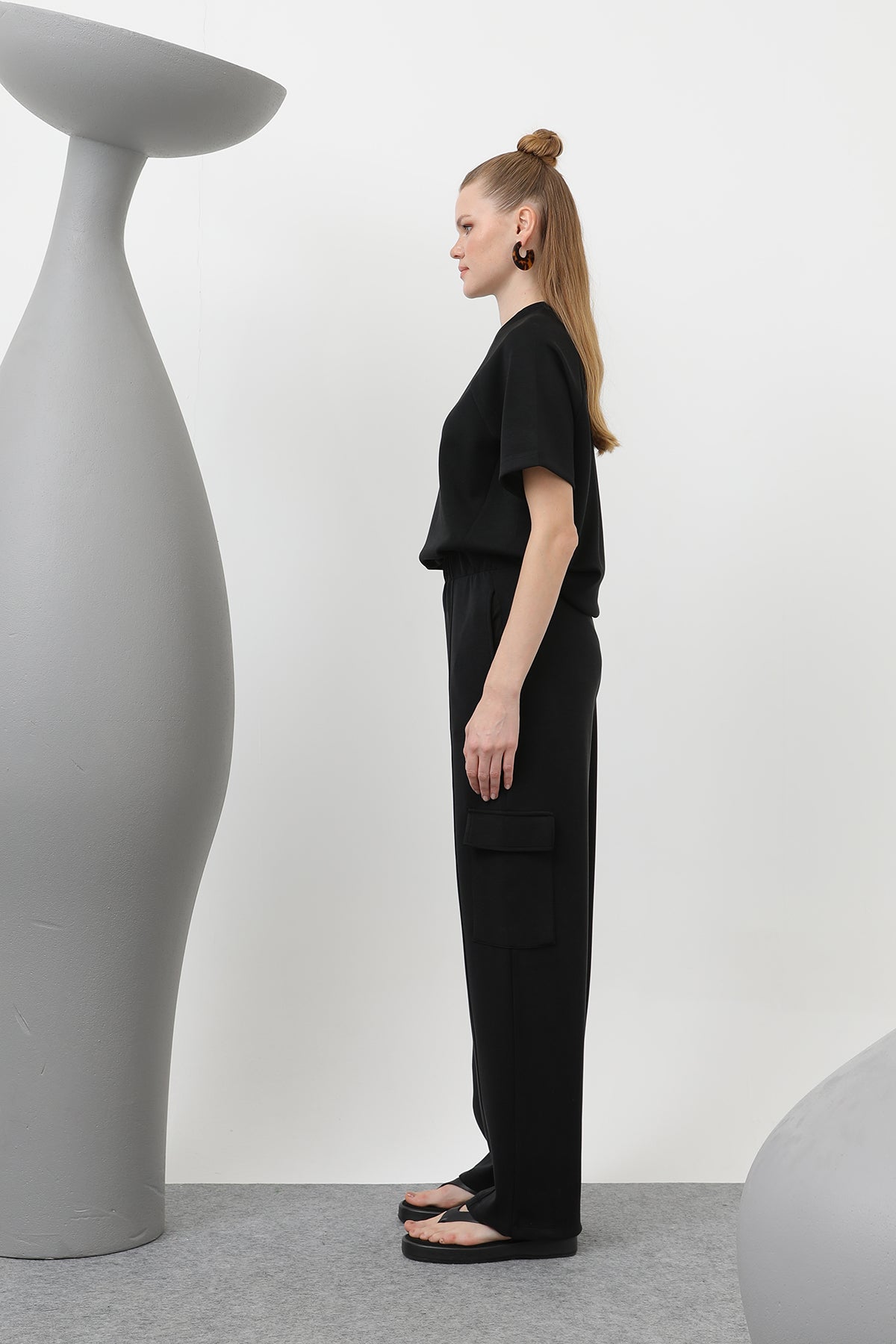 Kadın Ön Geyik Nakışlı Tshirt - 32119TSH