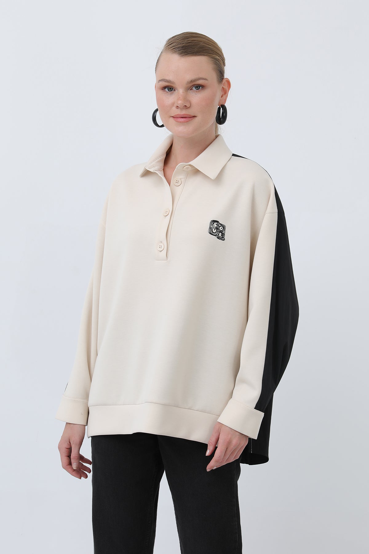 Kadın Önü Nakış Arkası Paraşüt Gömlek -32120GML