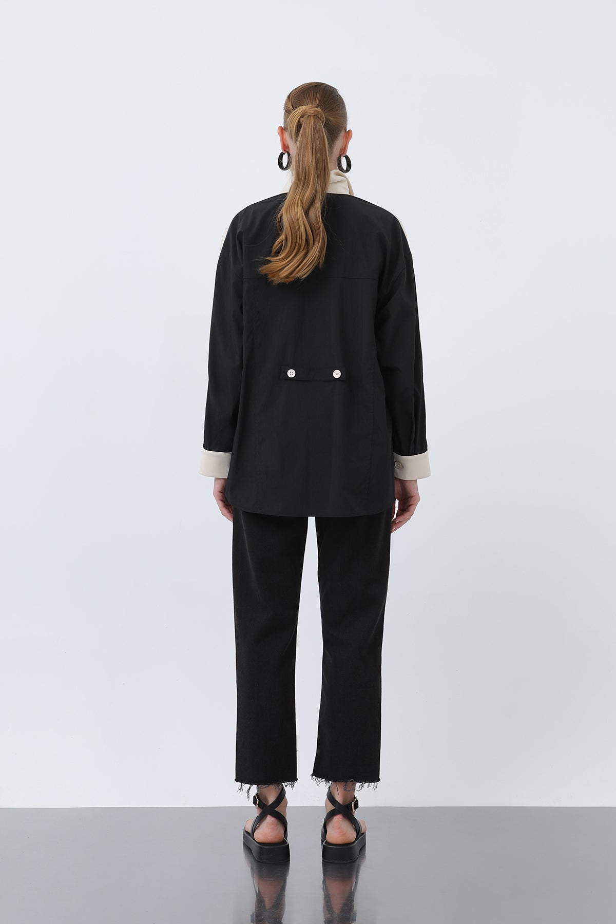 Kadın Önü Nakış Arkası Paraşüt Gömlek -32120GML