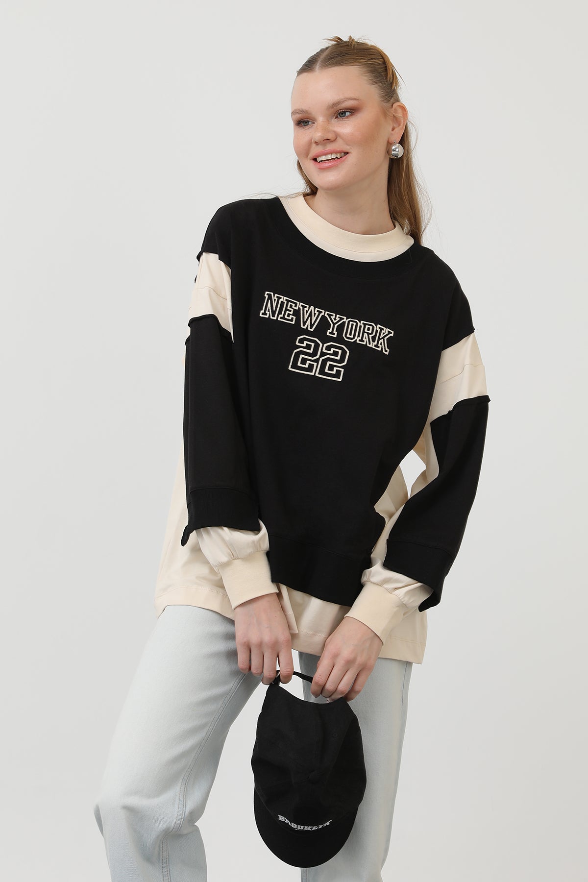 Kadın Önü Nakışlı Sweat - 32121SWT