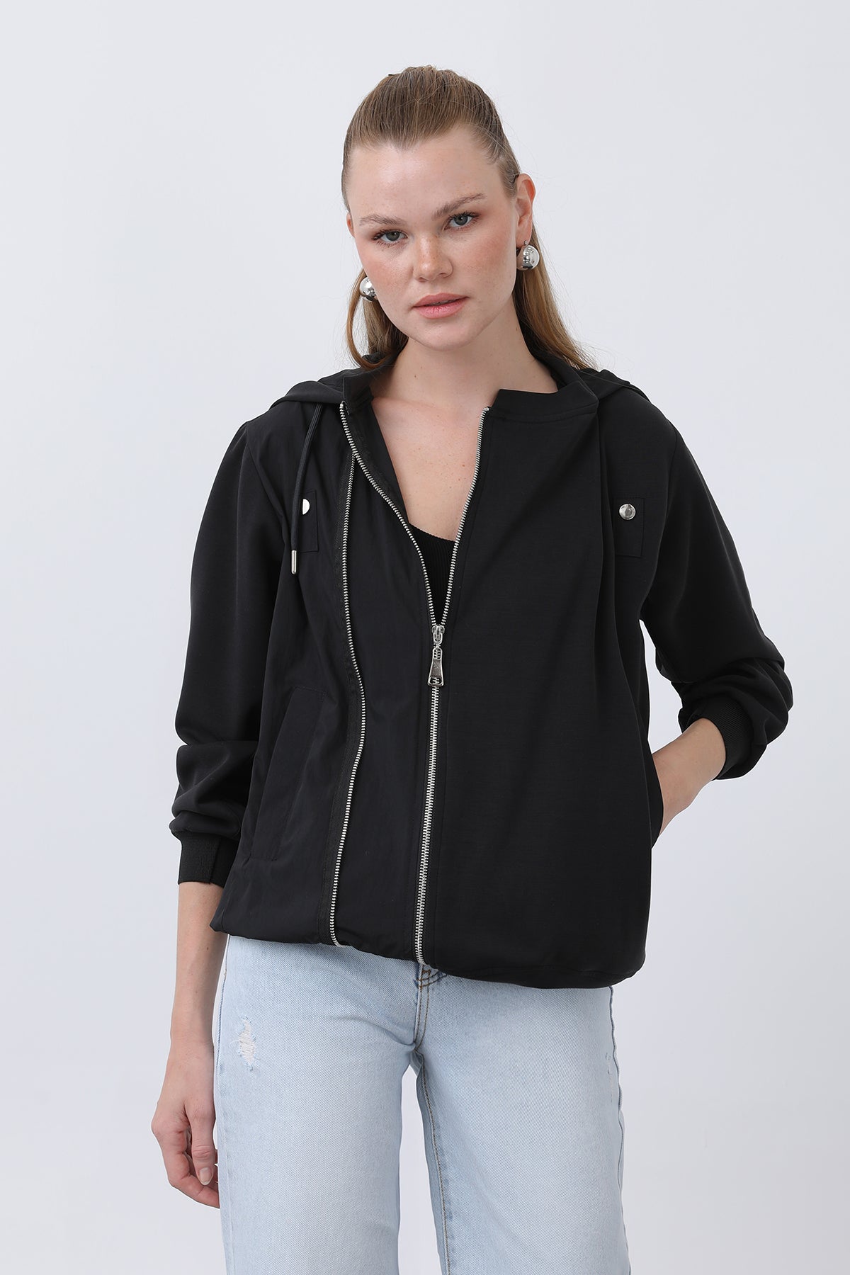 Kadın Fermuar Detaylı Mont - 32132MNT