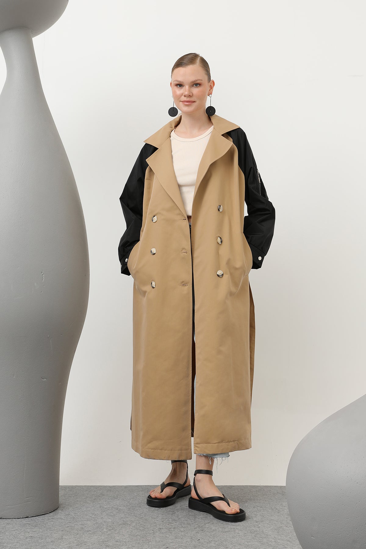 Kadın Kol Fermuar Detaylı Trench - 32138TRC