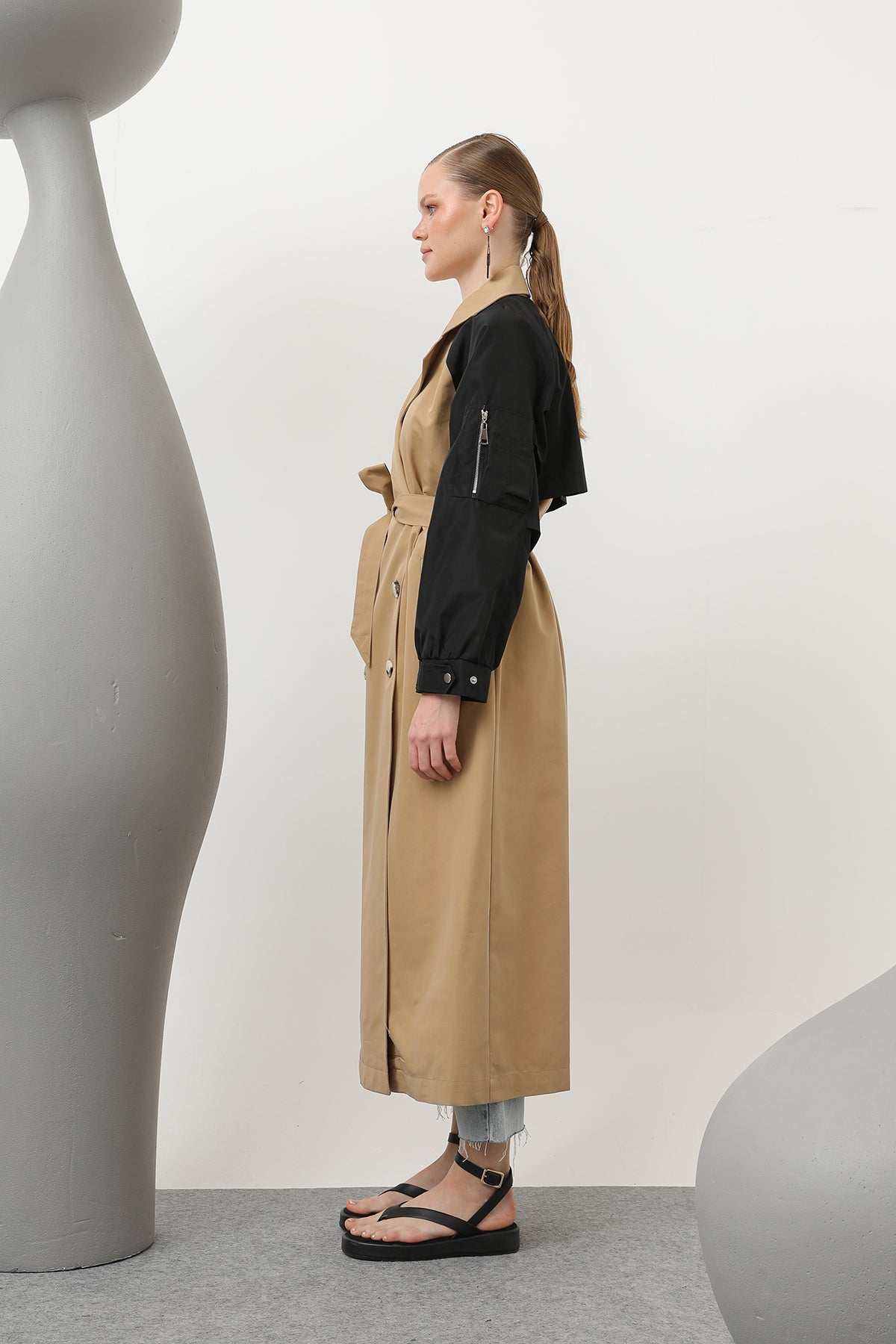 Kadın Kol Fermuar Detaylı Trench - 32138TRC