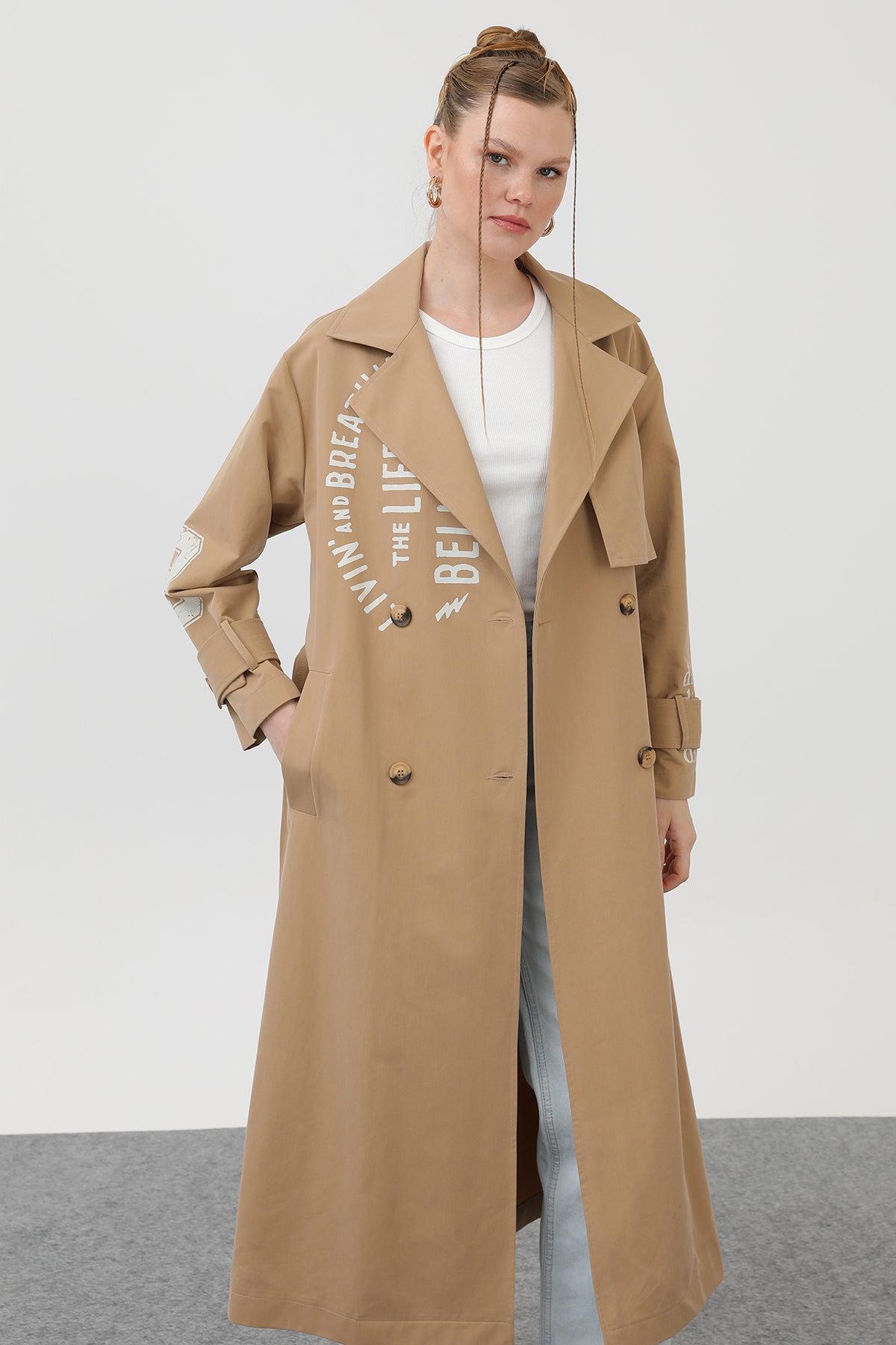 Kadın Baskılı Trench - 32139TRC