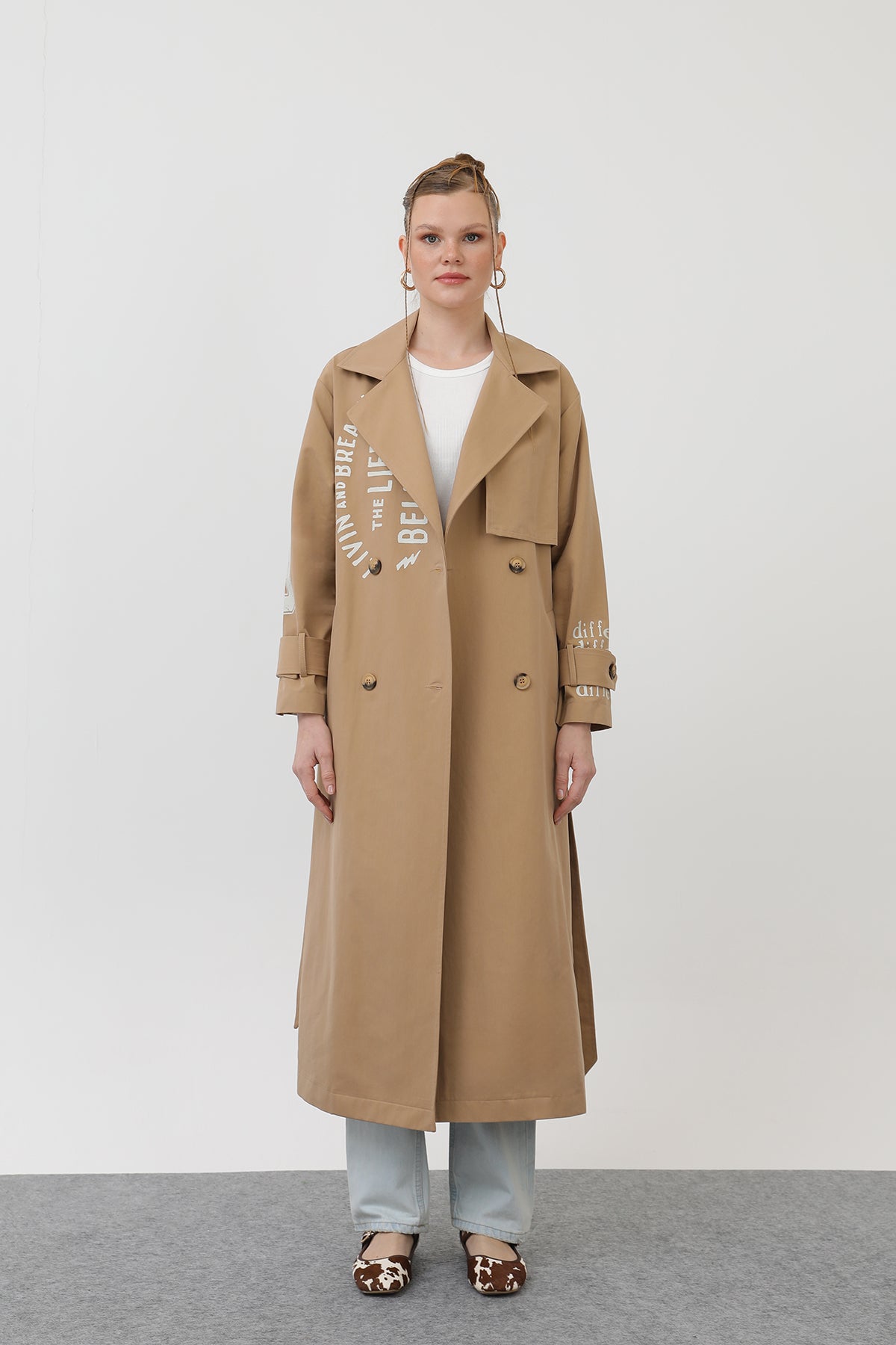 Kadın Baskılı Trench - 32139TRC