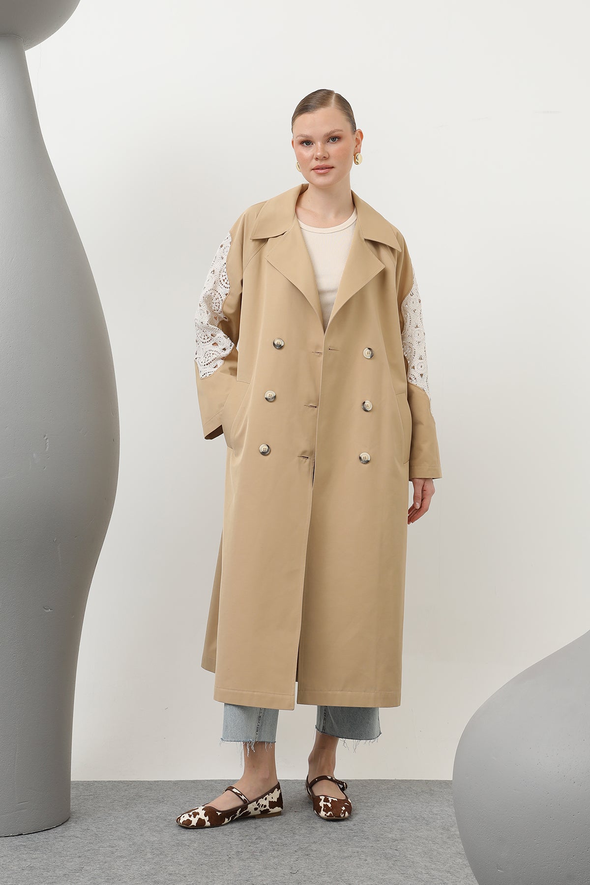 Kadın Dantel Detaylı Trench - 32140TRC