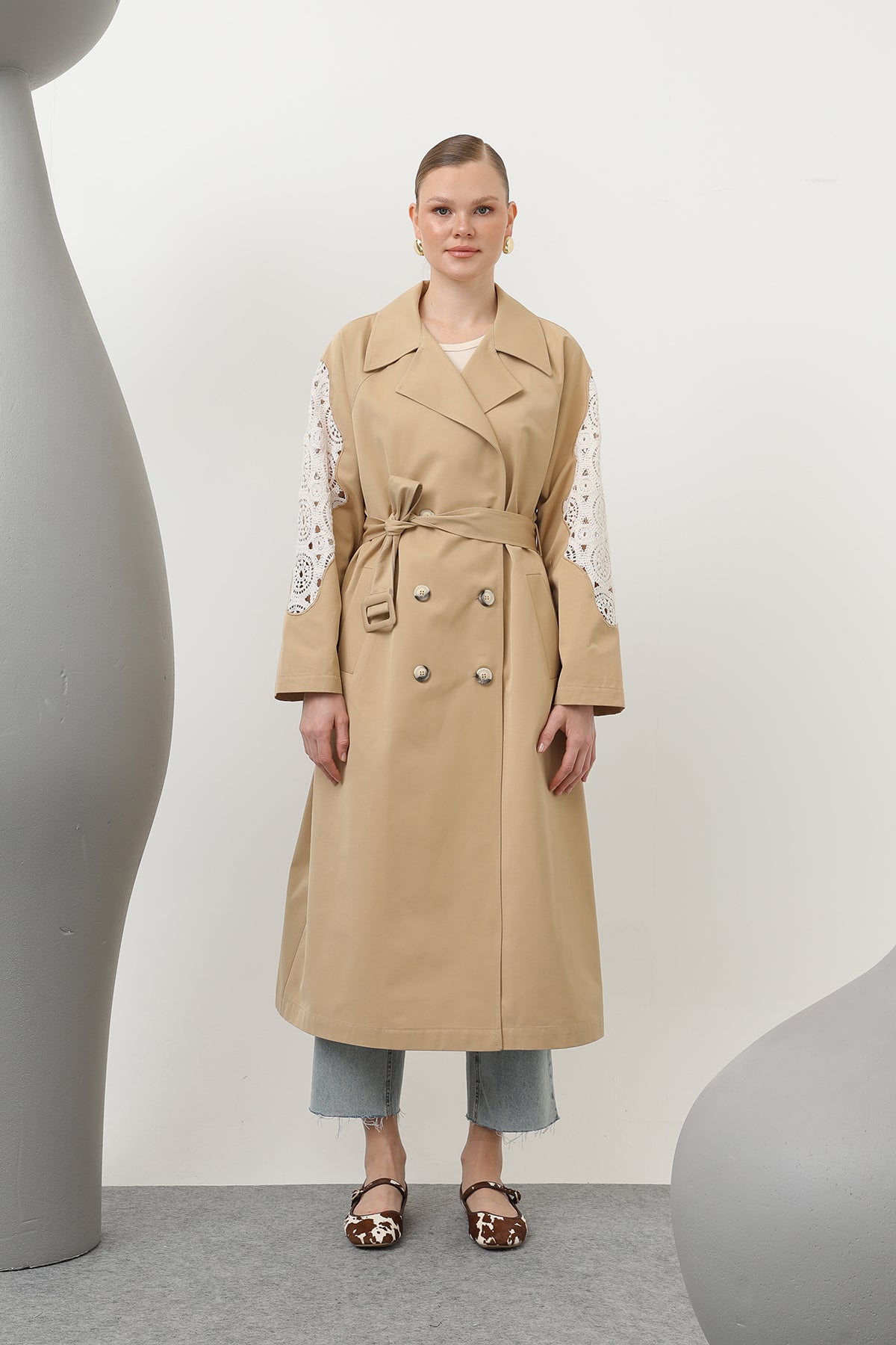 Kadın Dantel Detaylı Trench - 32140TRC