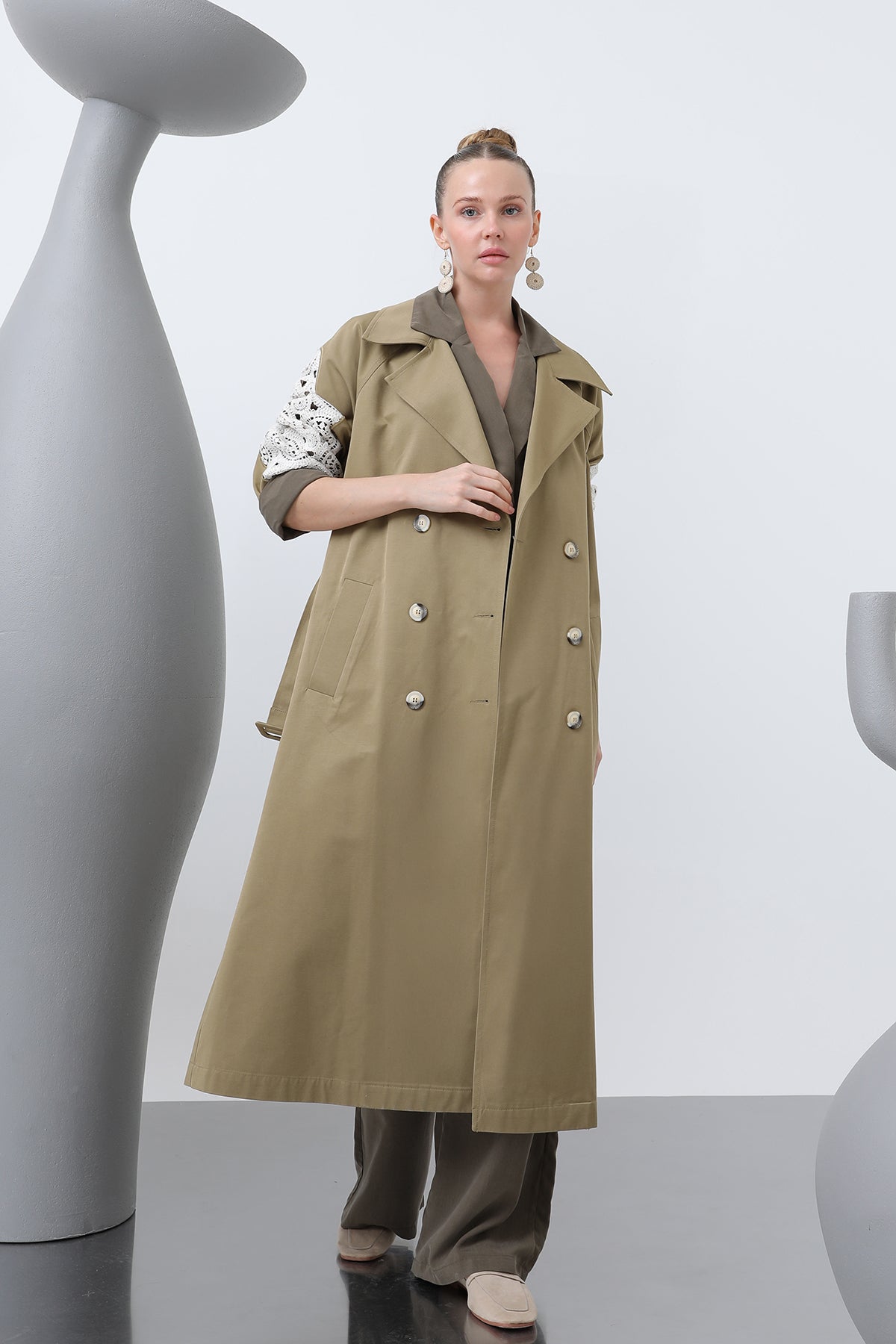 Kadın Dantel Detaylı Trench - 32140TRC