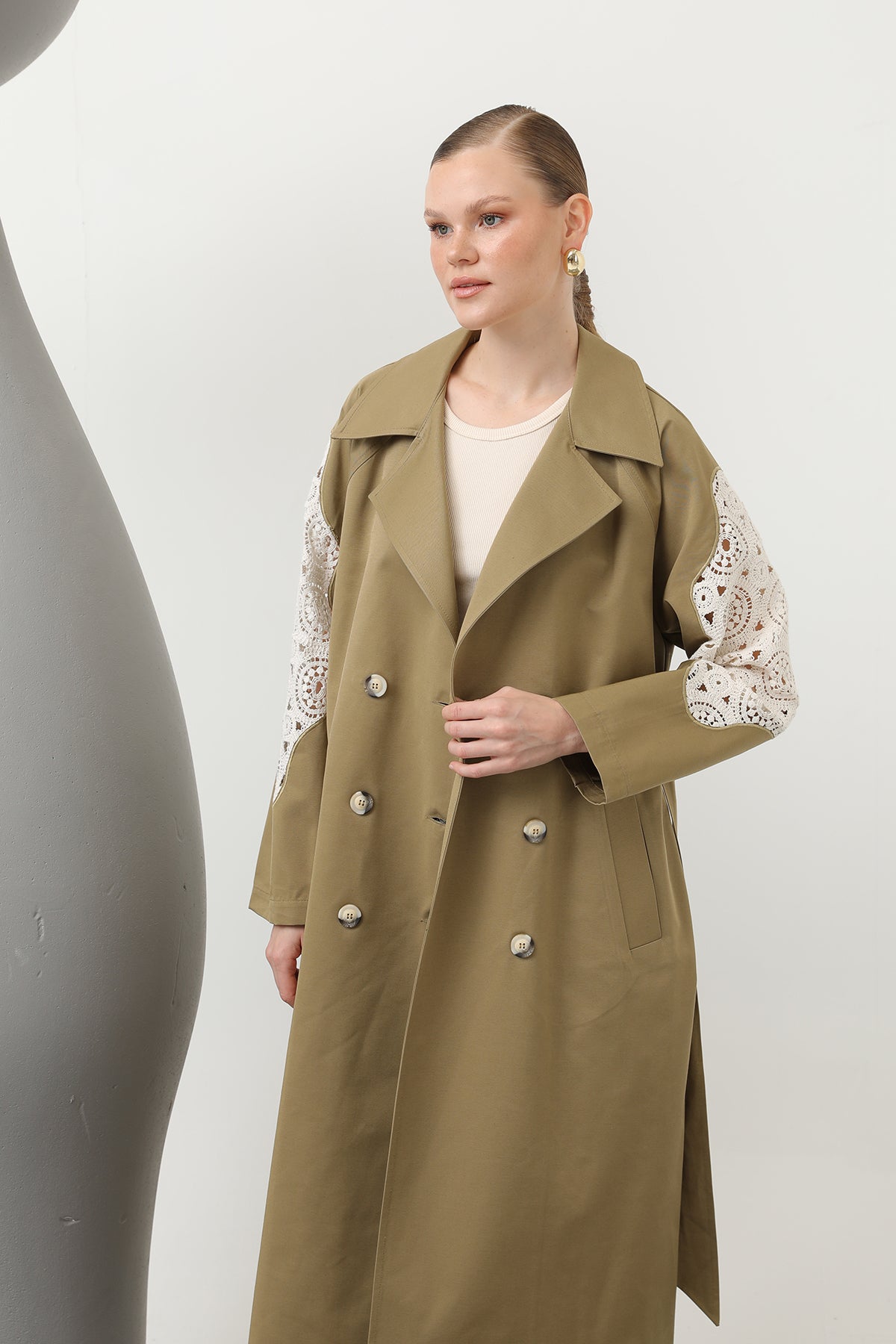 Kadın Dantel Detaylı Trench - 32140TRC