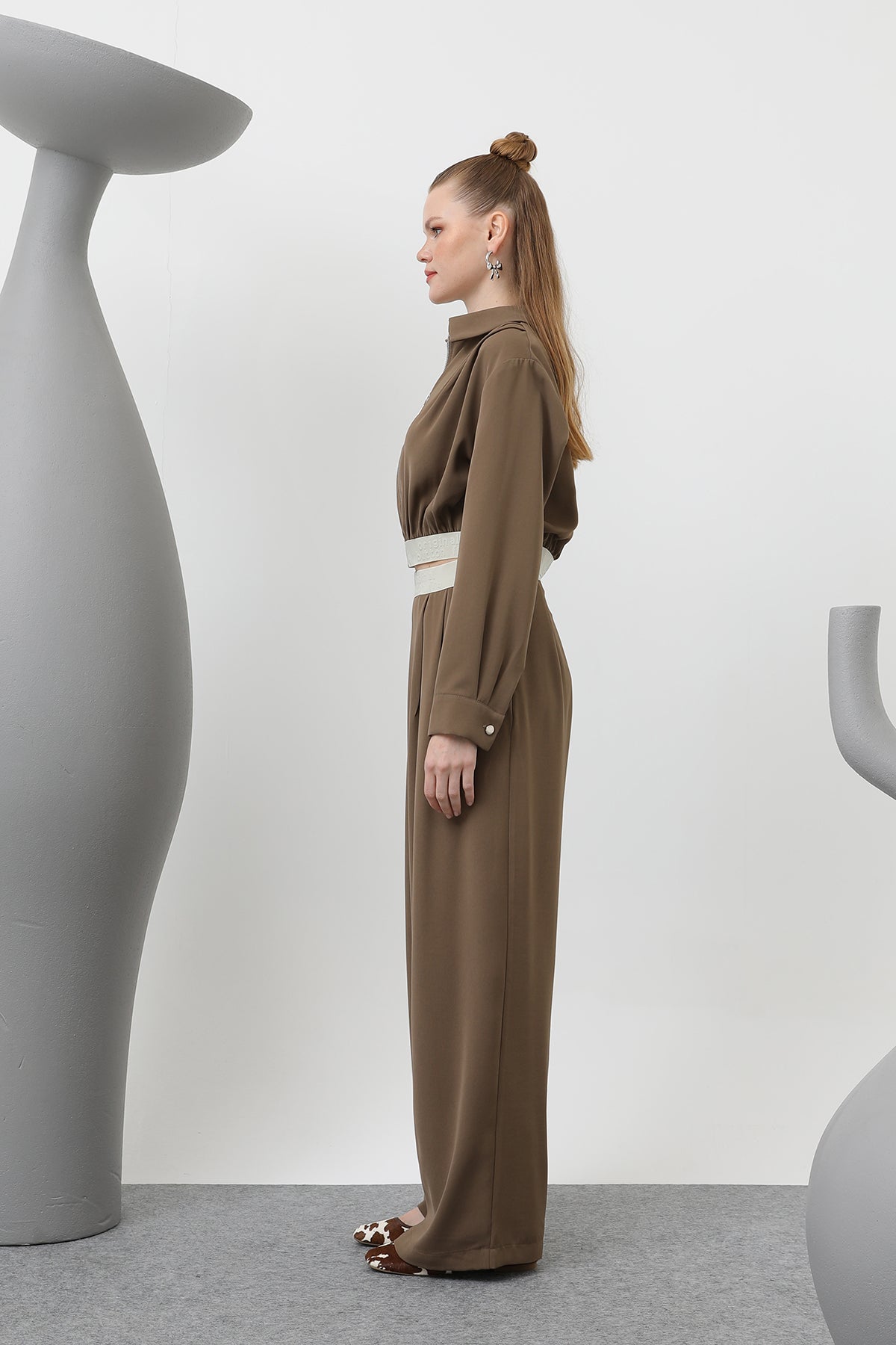 Pileli Lastik Detaylı Ceket - 32145CKT