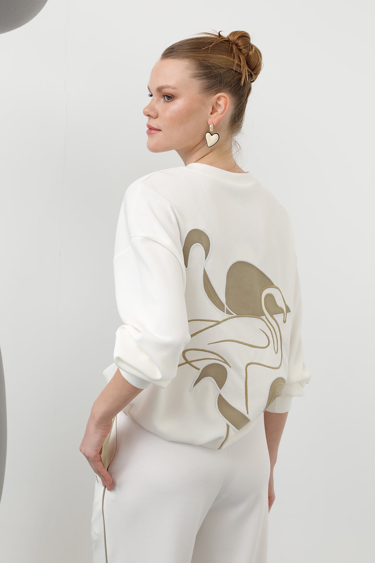 Kadın Kuğu Nakışlı Eşofman Takım - 32162TKS