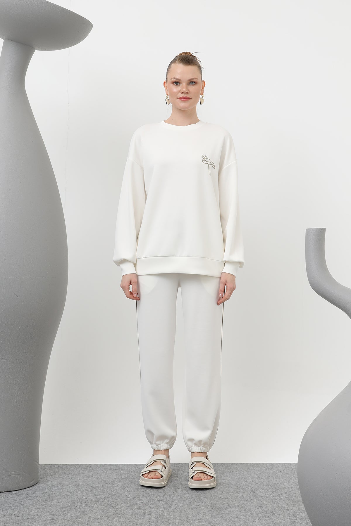 Kadın Kuğu Nakışlı Eşofman Takım - 32162TKS