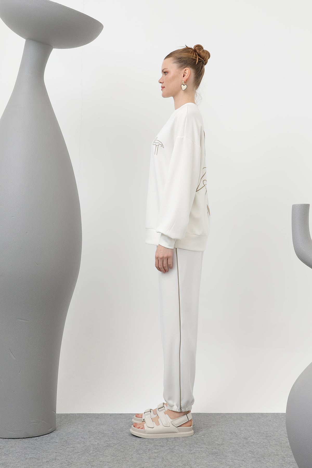 Kadın Kuğu Nakışlı Eşofman Takım - 32162TKS