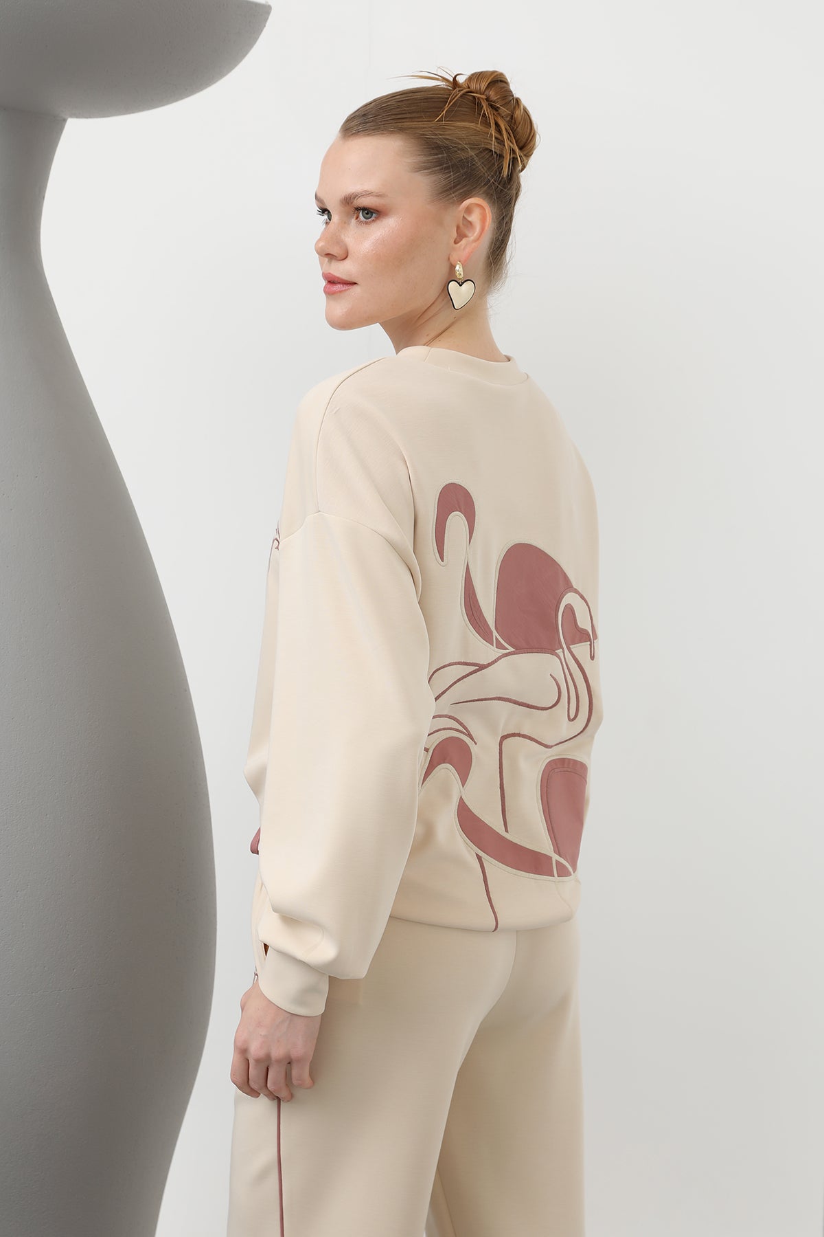 Kadın Kuğu Nakışlı Eşofman Takım - 32162TKS