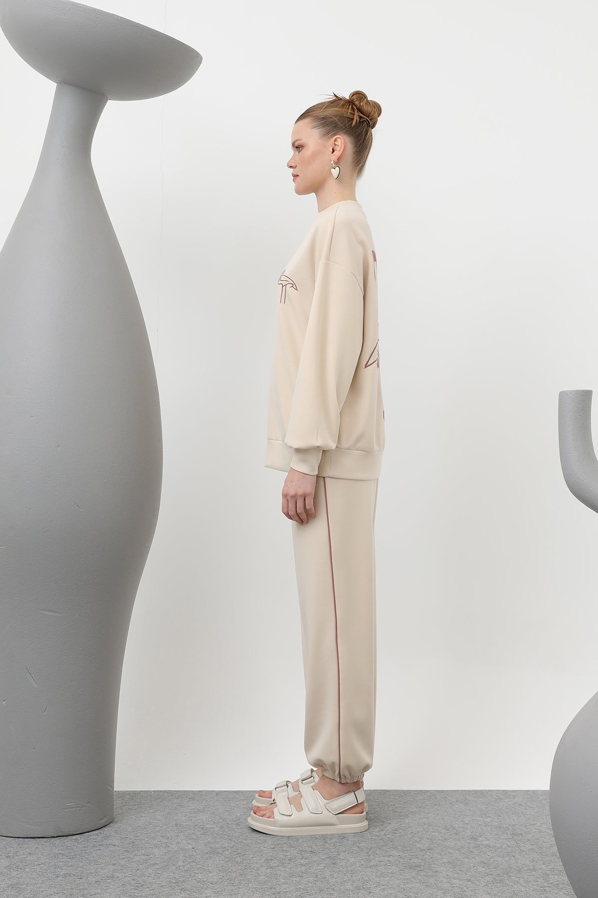 Kadın Kuğu Nakışlı Eşofman Takım - 32162TKS