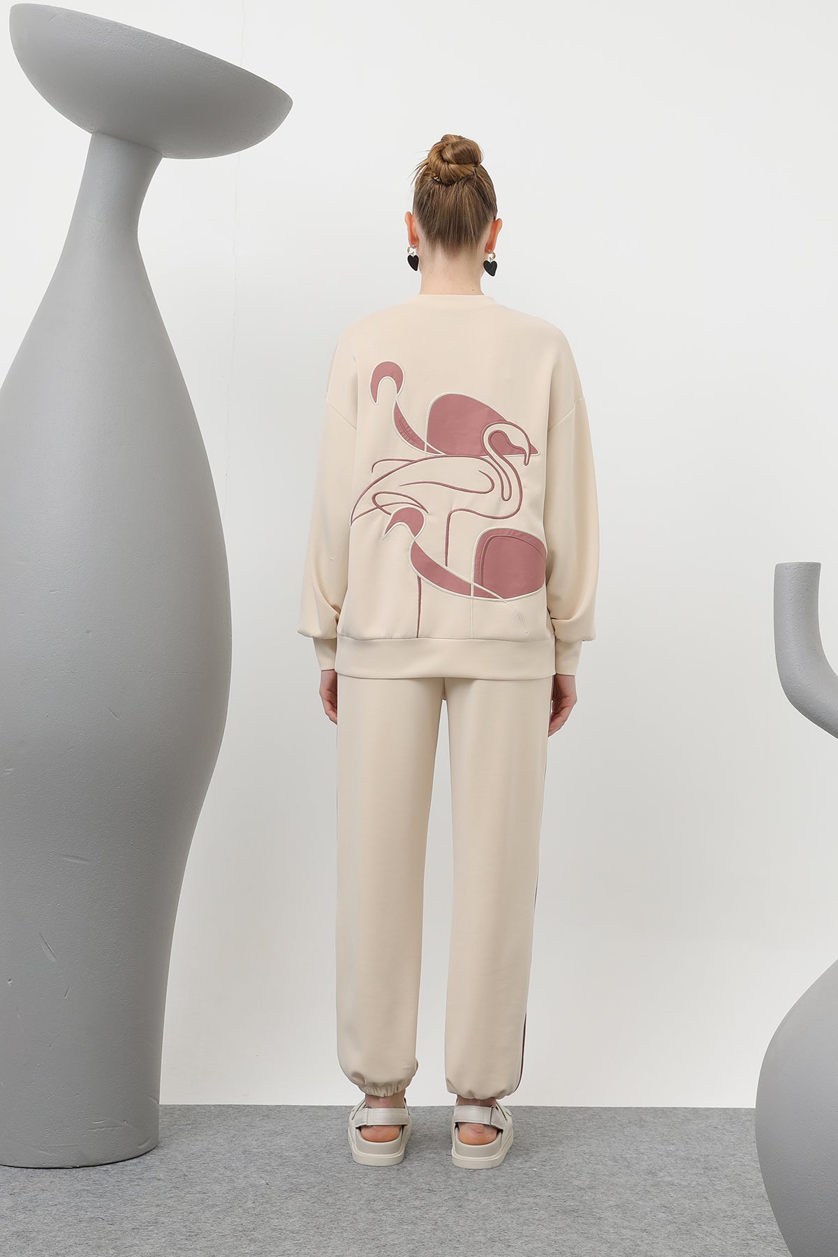 Kadın Kuğu Nakışlı Eşofman Takım - 32162TKS