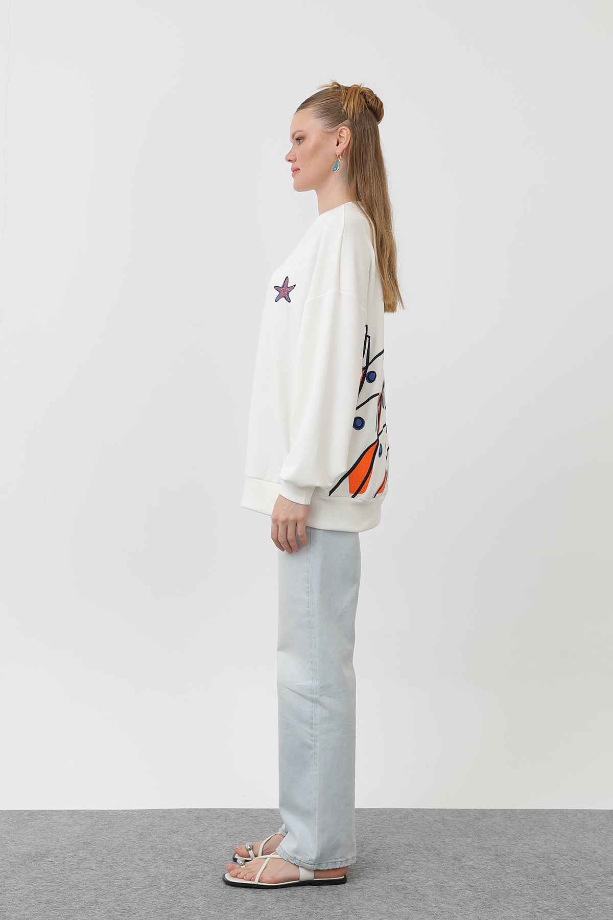 Kadın Balık Nakışlı Sweat - 32163SWT