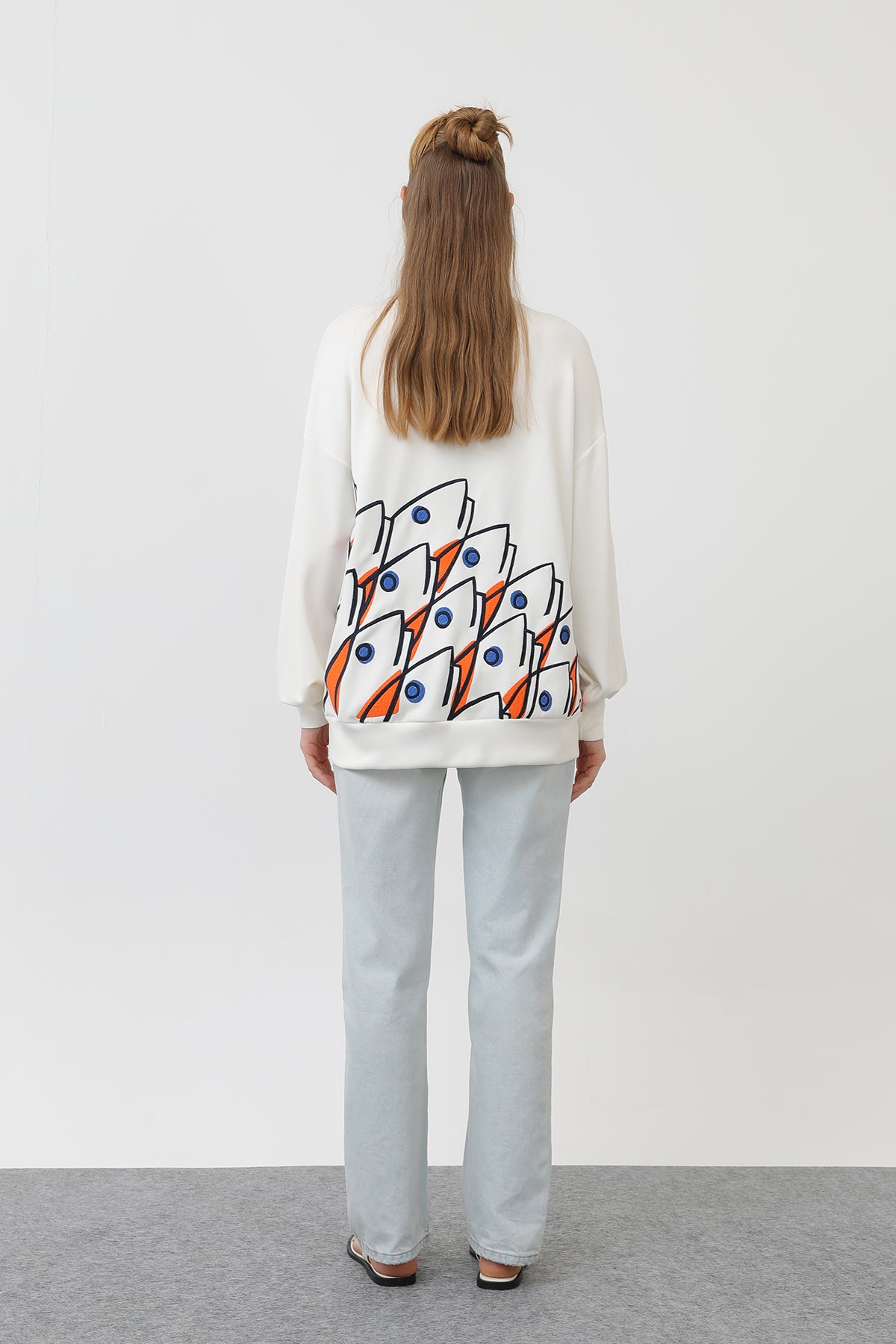 Kadın Balık Nakışlı Sweat - 32163SWT