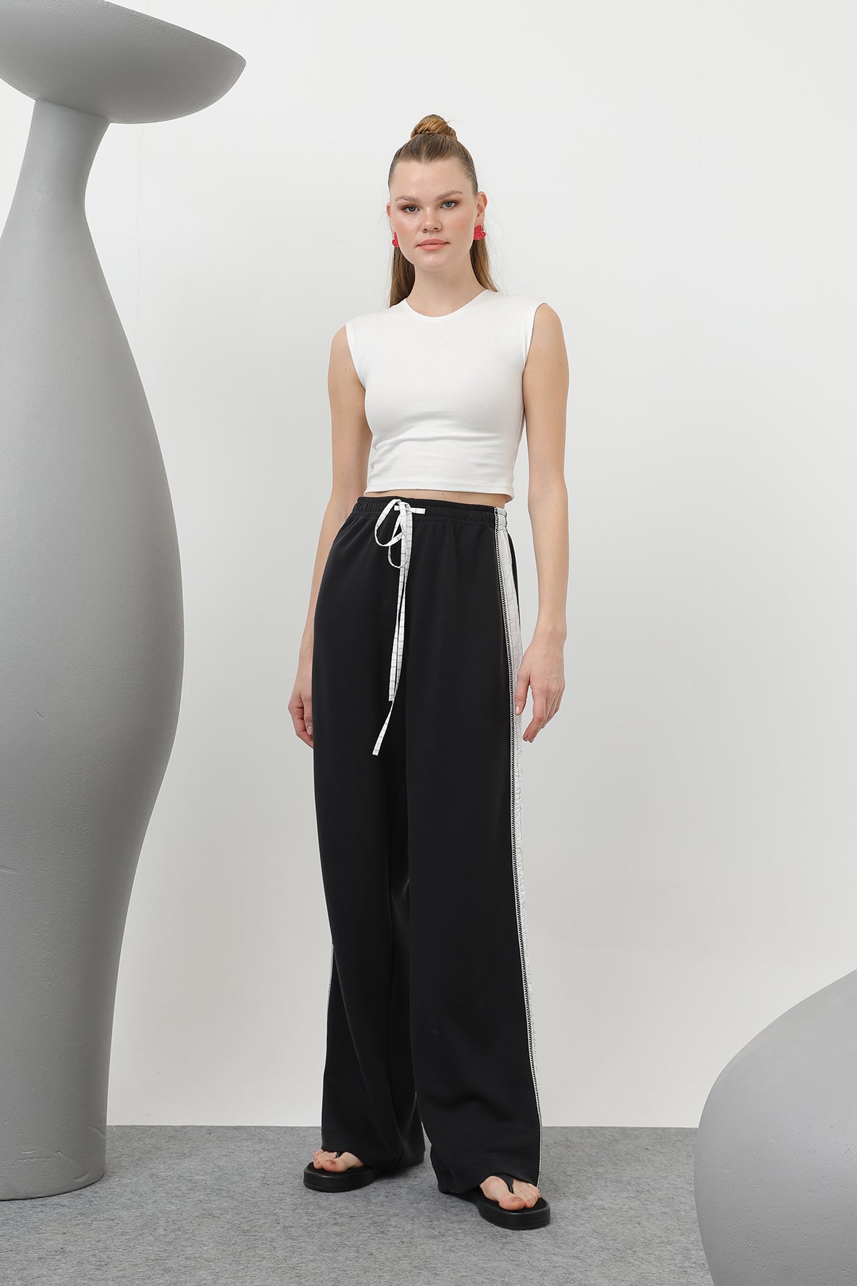 Kadın Çizgi Garnili Pantolon - 32167PNT