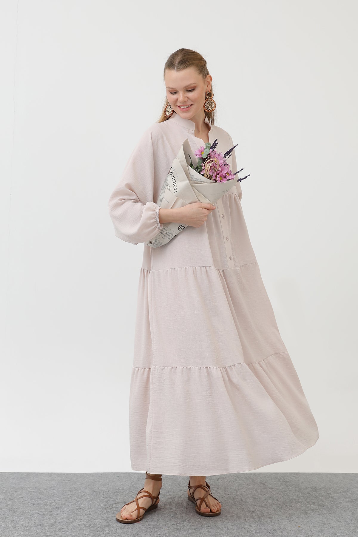 Kadın Keten Elbise - 32171ELB