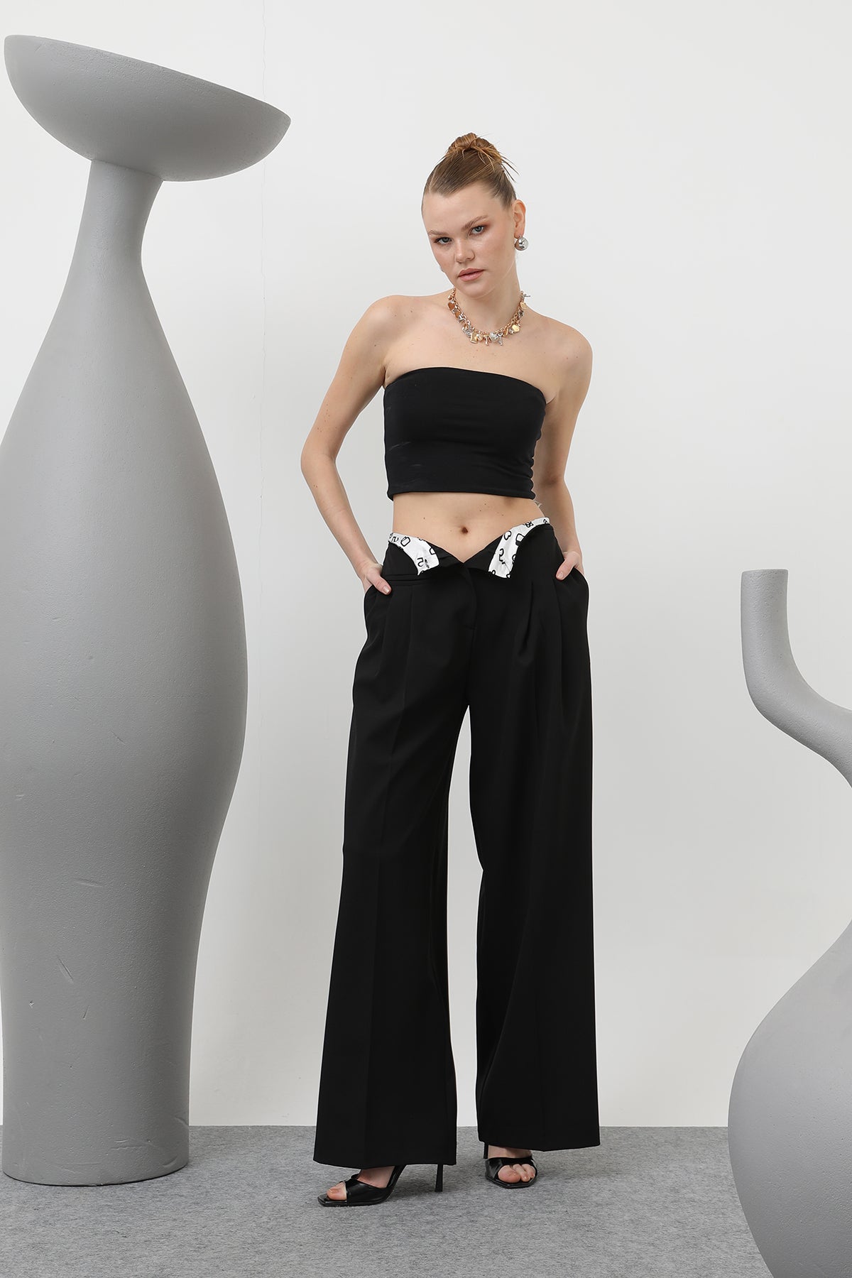 Kadın Desenli Astar Detaylı Pantolon - 32186PNT