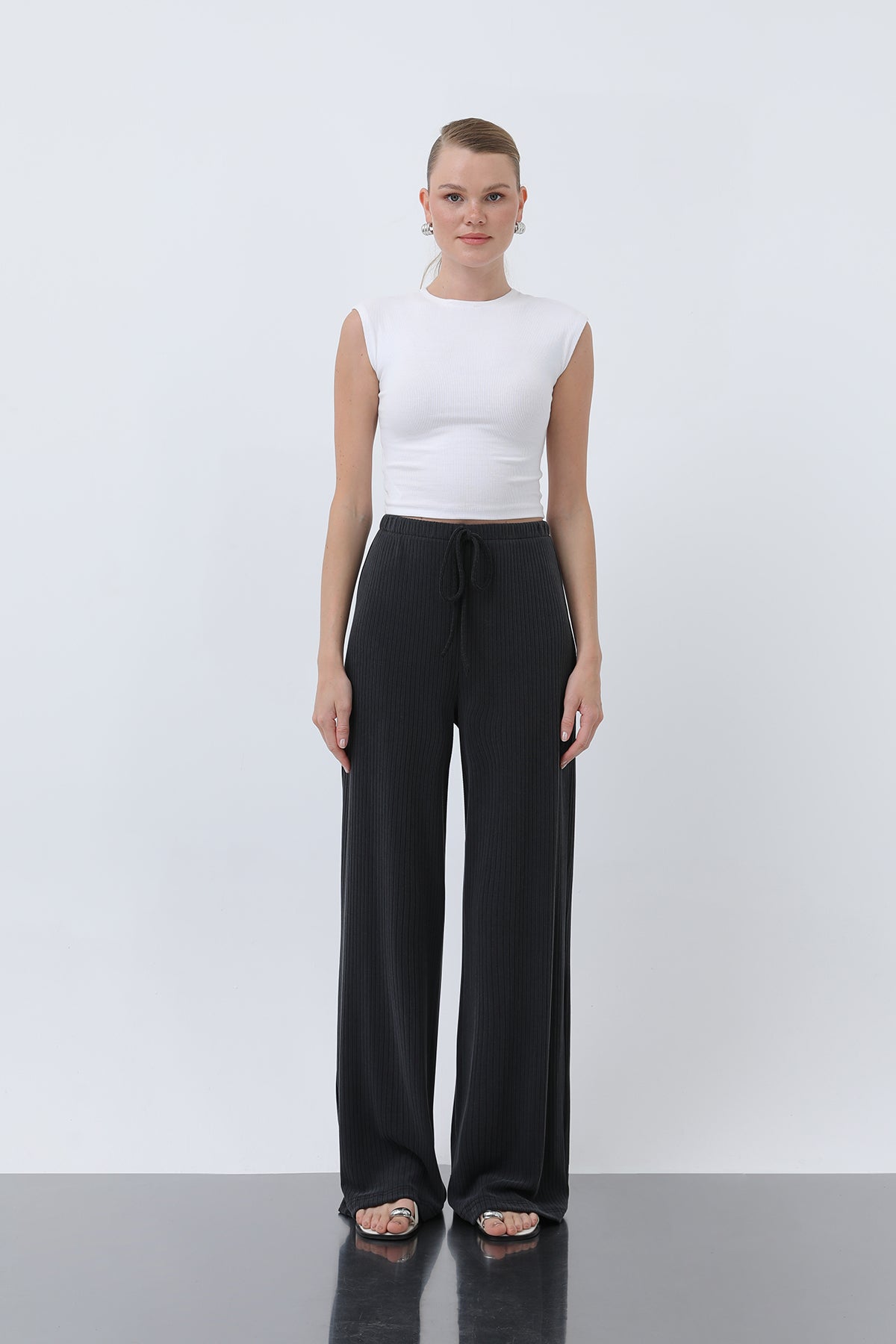 Kadın Fitilli Belden Bağlamalı Pantolon -32224PNT