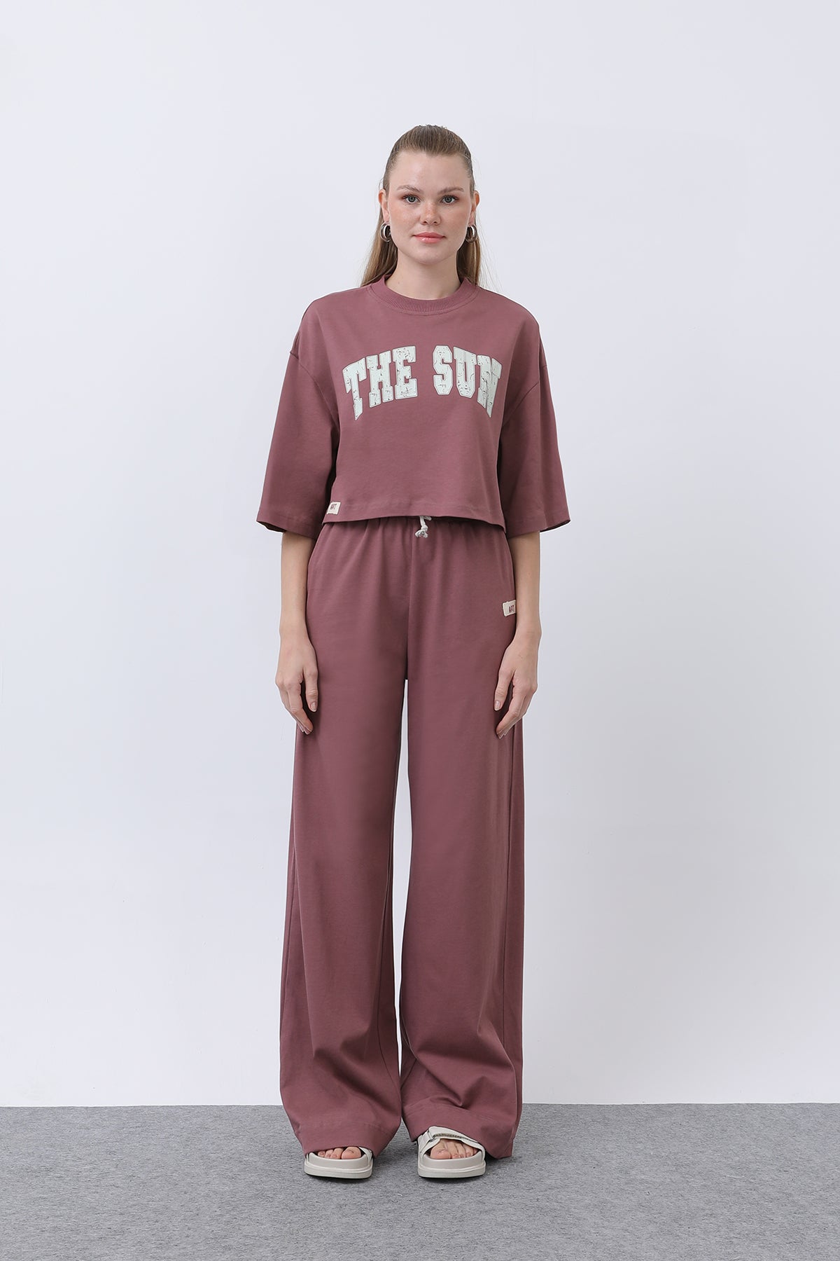 Kadın Önü Baskılı İkili Pantolonlu Takım - 32226TKS