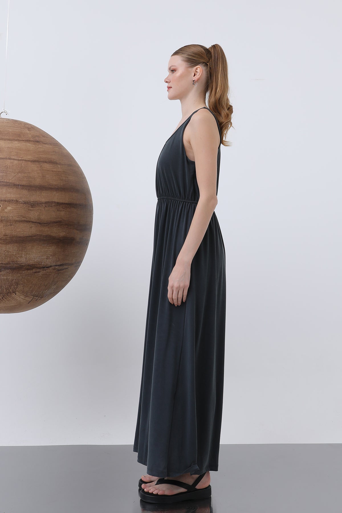 Kadın Basic Askılı Uzun Elbise - 32235ELB