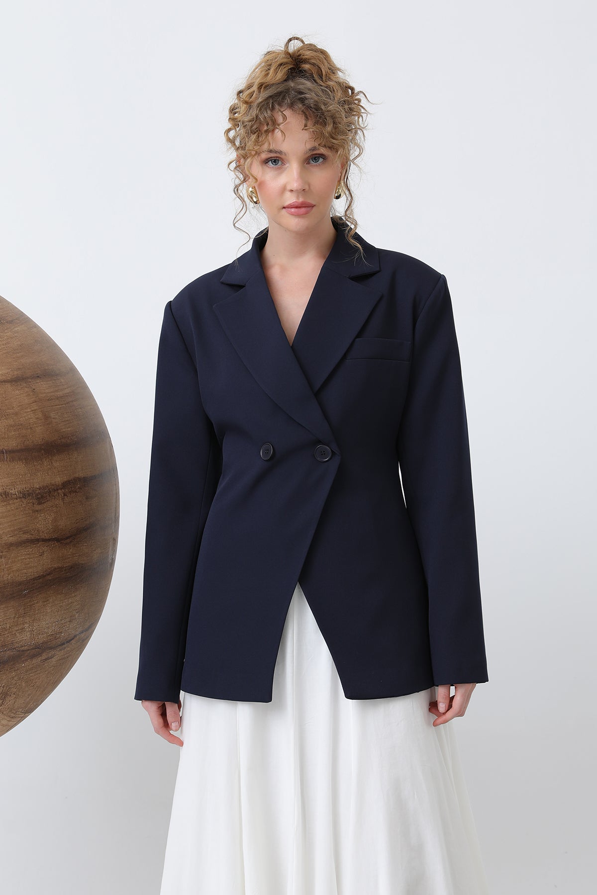 Kadın Önden Düğmeli Blazer Ceket -32245CKT