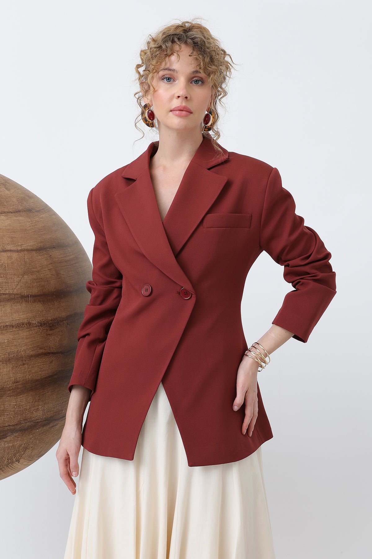 Kadın Önden Düğmeli Blazer Ceket -32245CKT