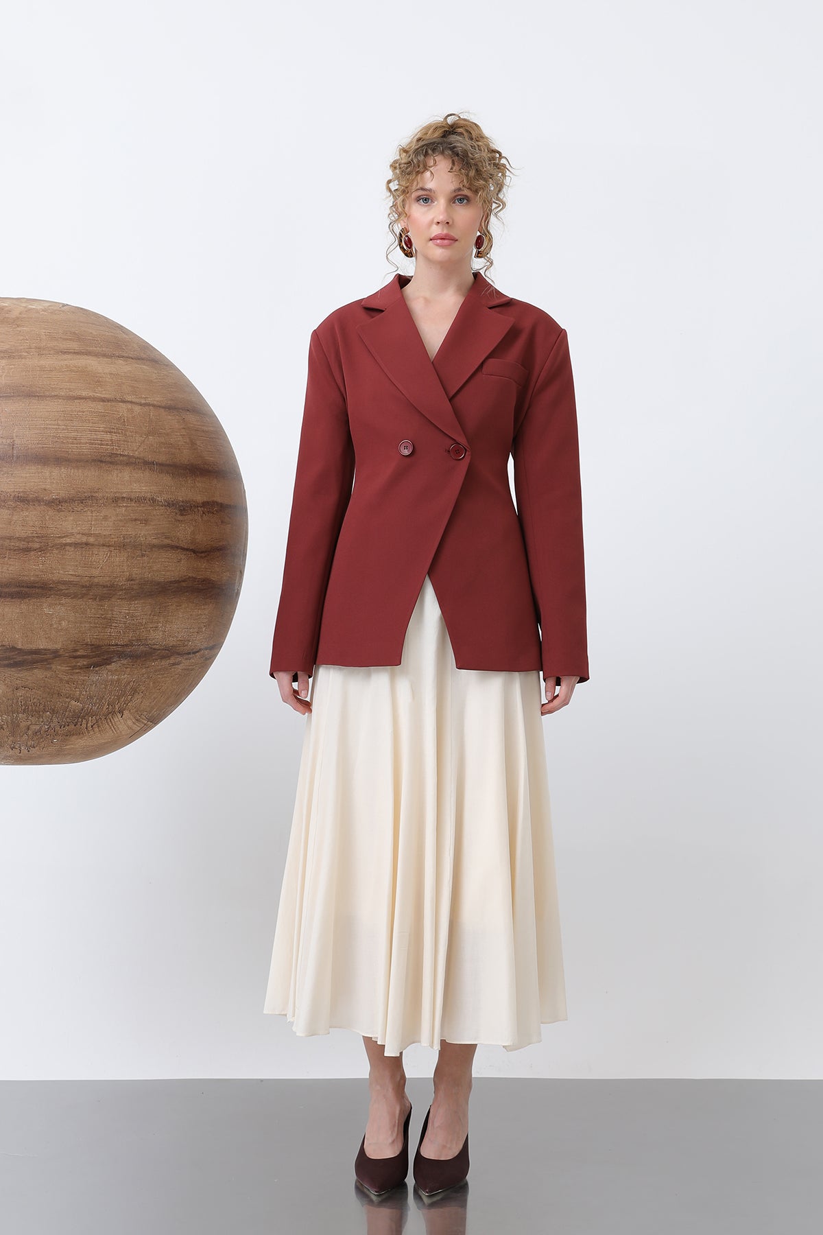 Kadın Önden Düğmeli Blazer Ceket -32245CKT