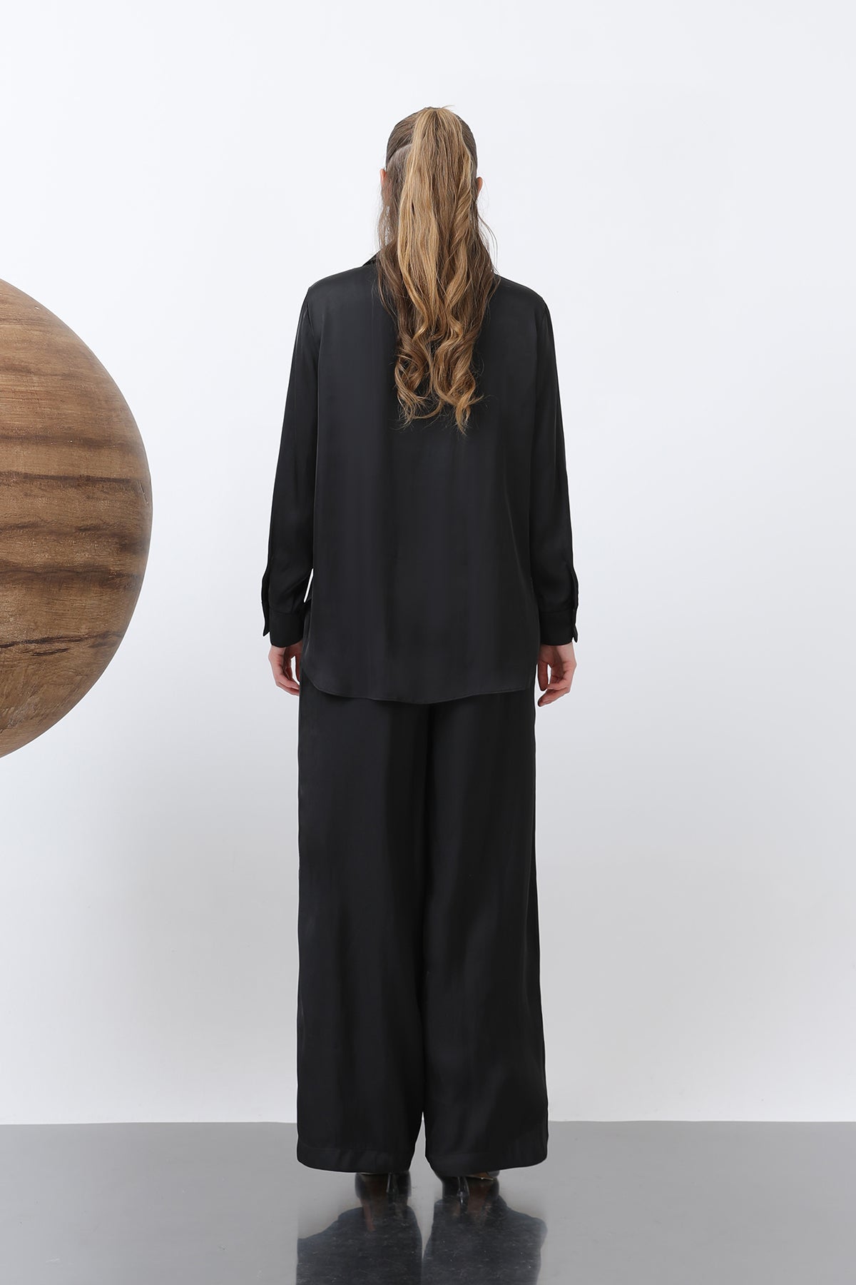 Kadın Saten Belden Bağlamalı Pantalon - 32259PNT