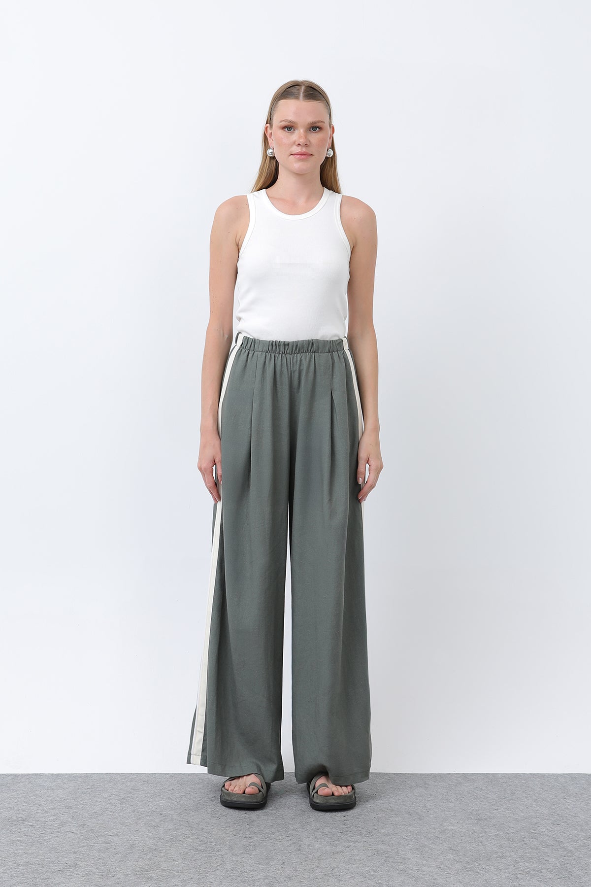 Kadın Yanları Grogrenli Belden Lastikli Pantolon -32302PNT