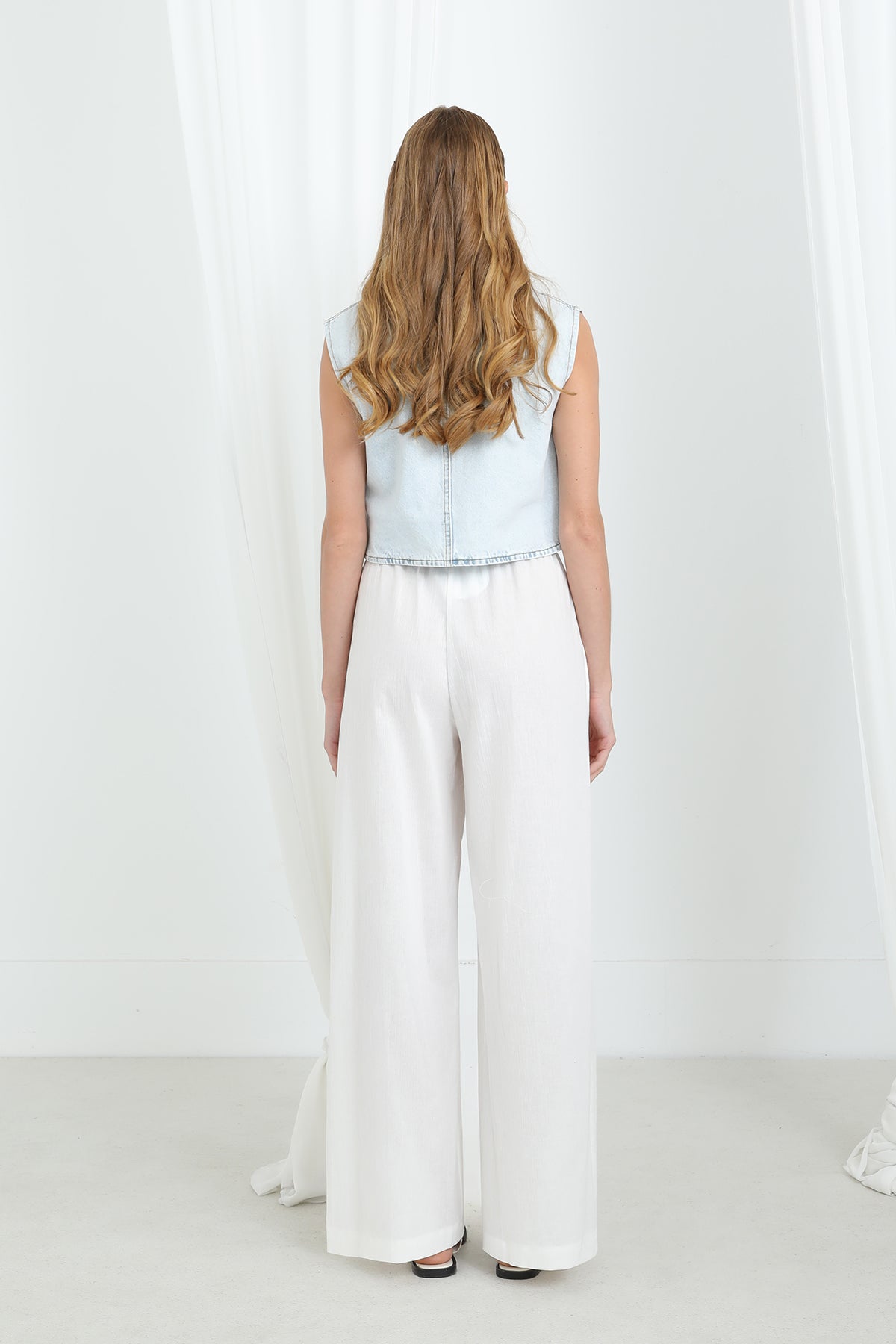 Kadın Beli Lastikli Bol Paça Pantolon -32331PNT