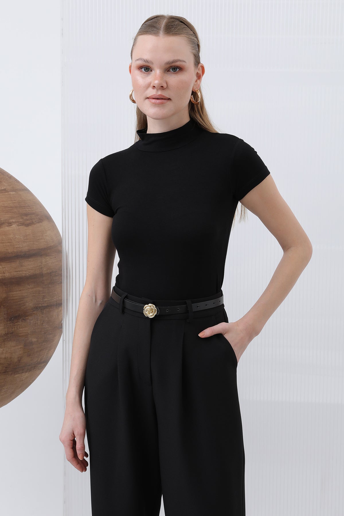 Kadın Kısa Kollu Boğazlı İçlik - 40004BLZ