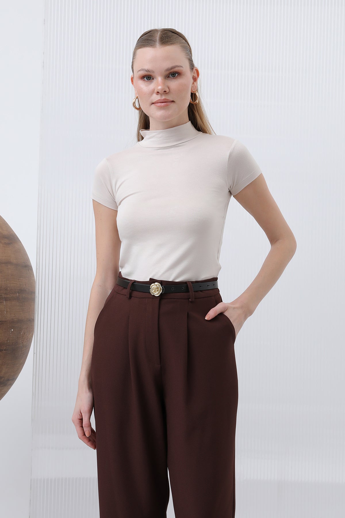 Kadın Kısa Kollu Boğazlı İçlik - 40004BLZ