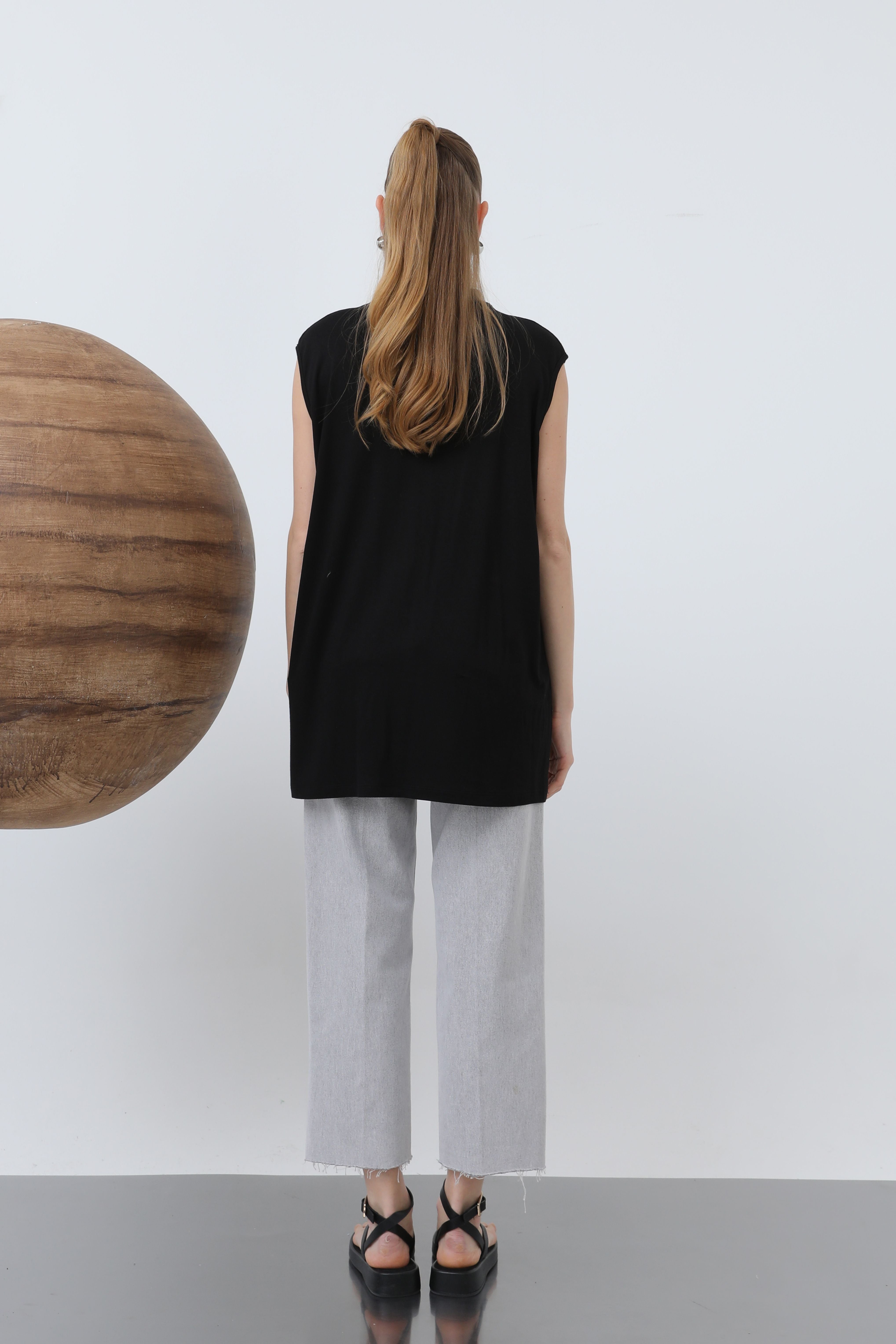 Kadın Kolsuz Bisiklet Yaka Tunik Boy İçlik - 40006BLZ