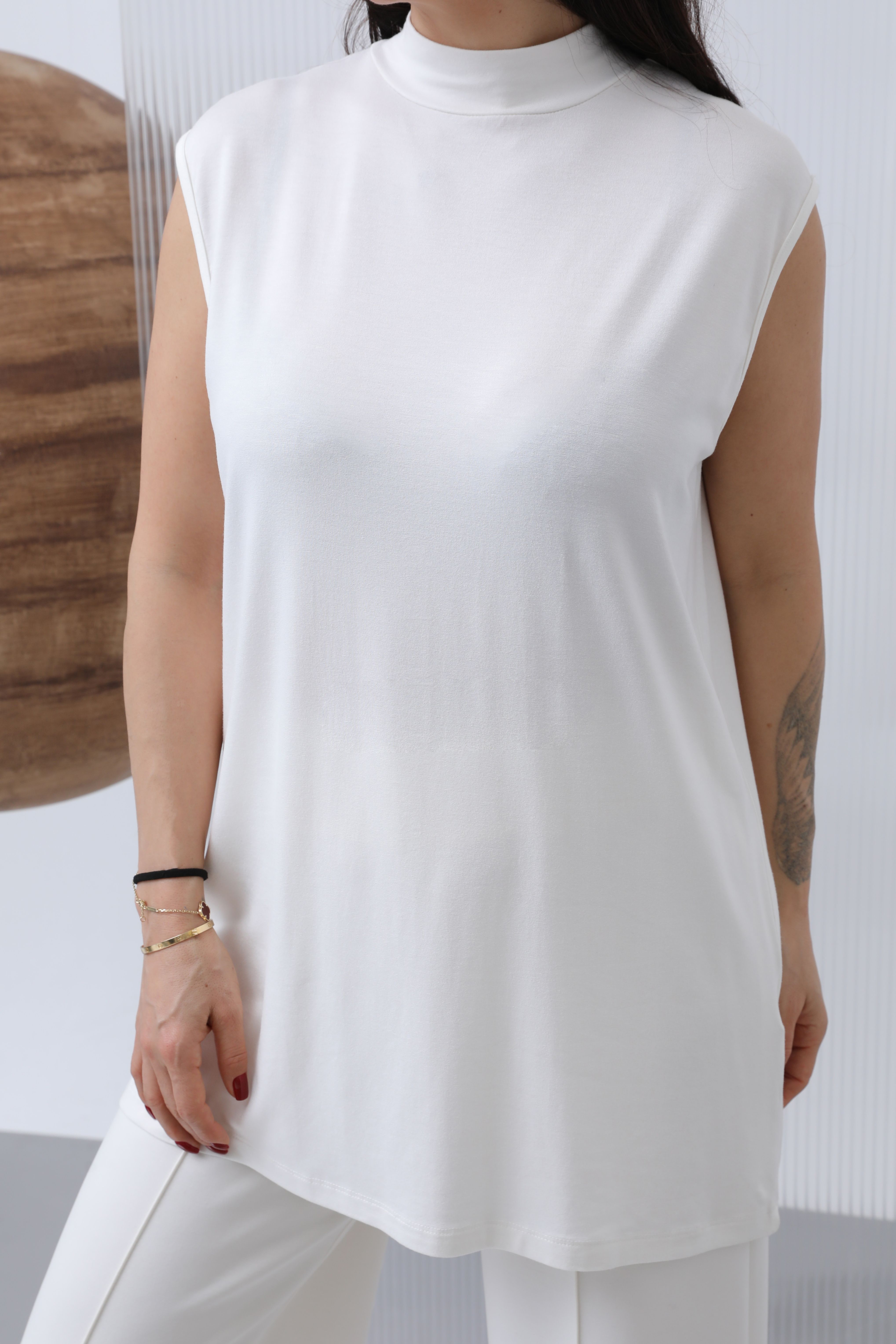 Kadın Kolsuz Bisiklet Yaka Tunik Boy İçlik - 40006BLZ